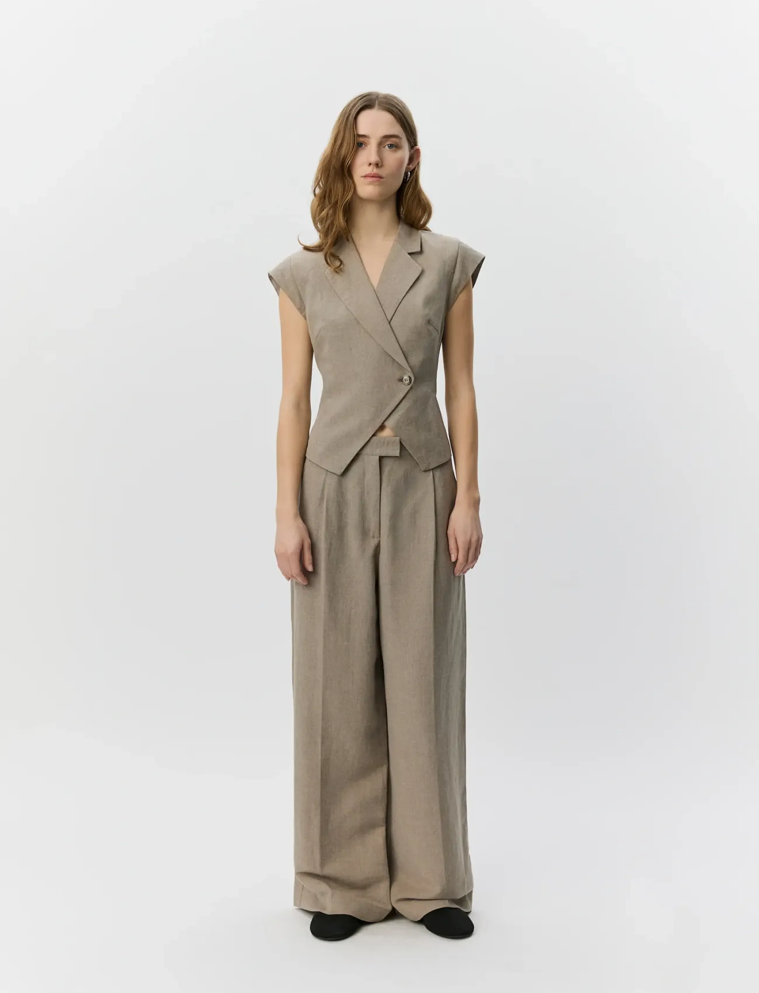Sofie Schnoor IZRASW LINEN MIX TROUSERS - Kelnės - DARK SAND / beige