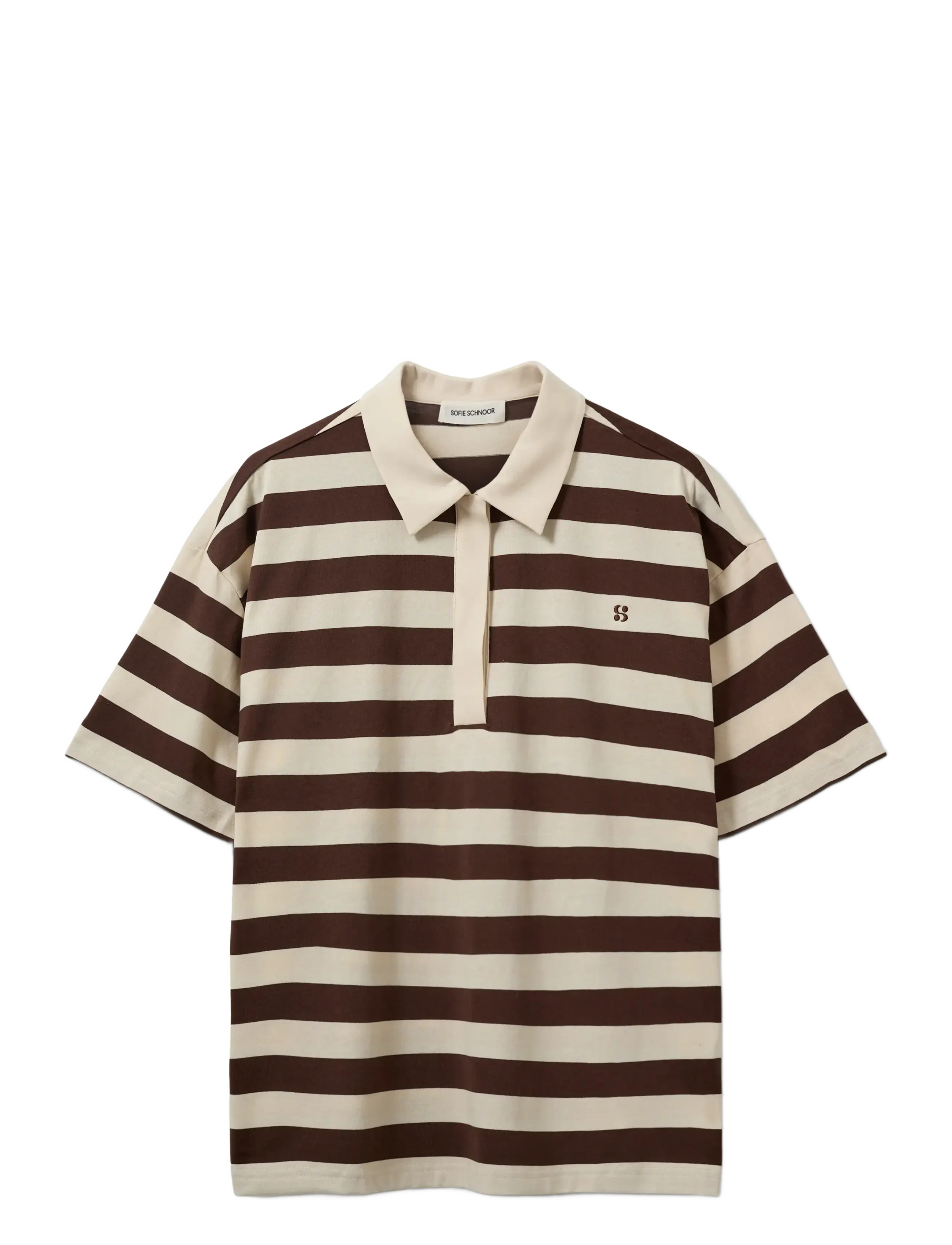 Sofie Schnoor PILSW OVERSIZE STRIPED POLO SHIRT - Nyheder - OFF WHITE STRIPED / cream