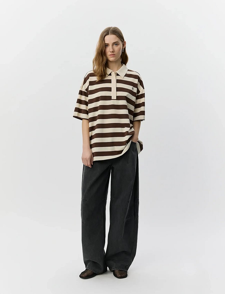 Sofie Schnoor - PILSW OVERSIZE STRIPED POLO SHIRT - poloshirts - off white striped - 0