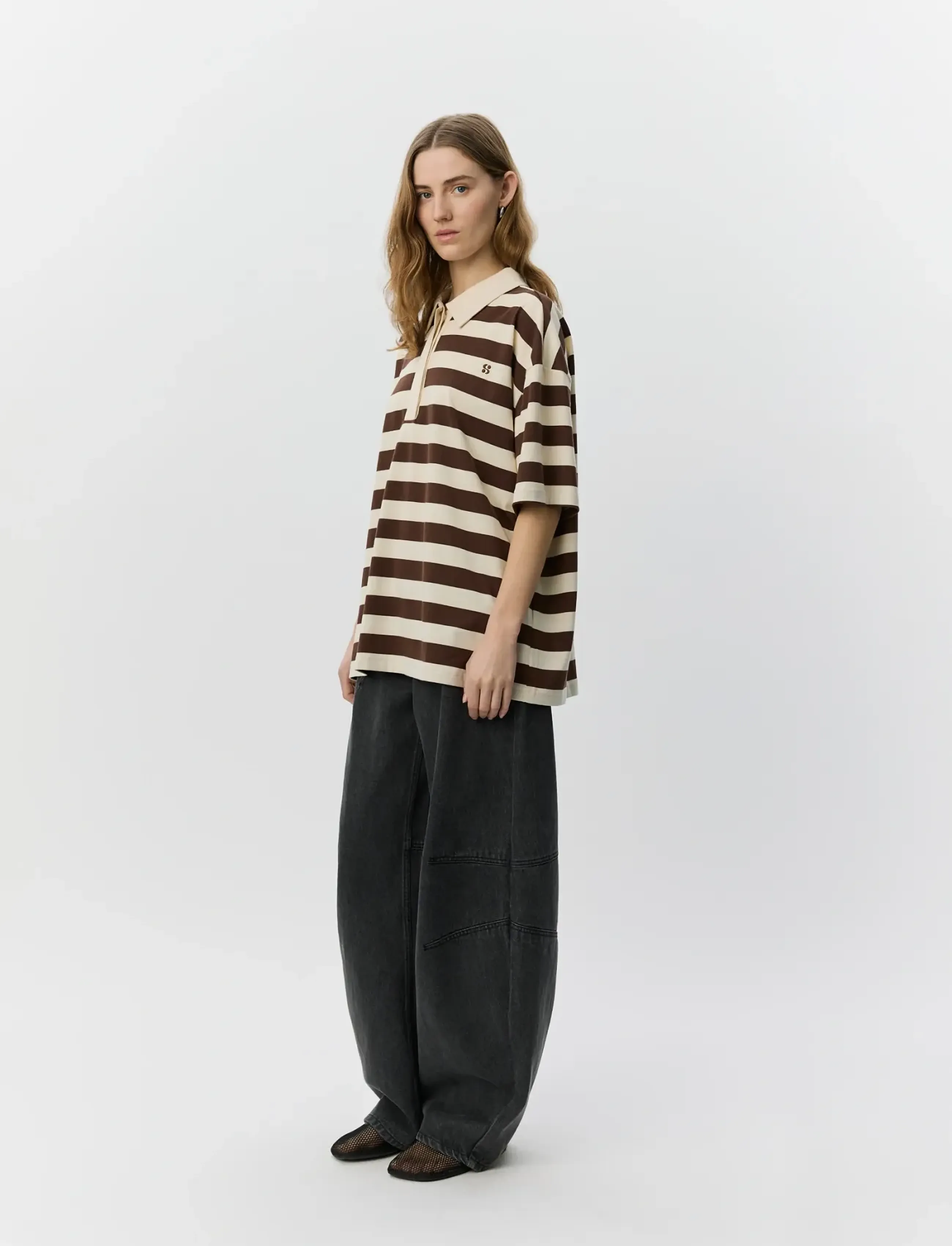 Sofie Schnoor - PILSW OVERSIZE STRIPED POLO SHIRT - polosärgid - off white striped - 3