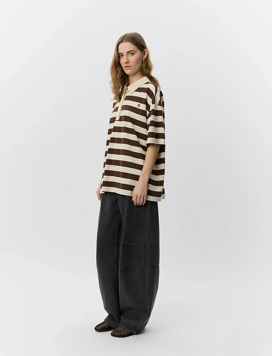 Sofie Schnoor - PILSW OVERSIZE STRIPED POLO SHIRT - poloshirts - off white striped - 3