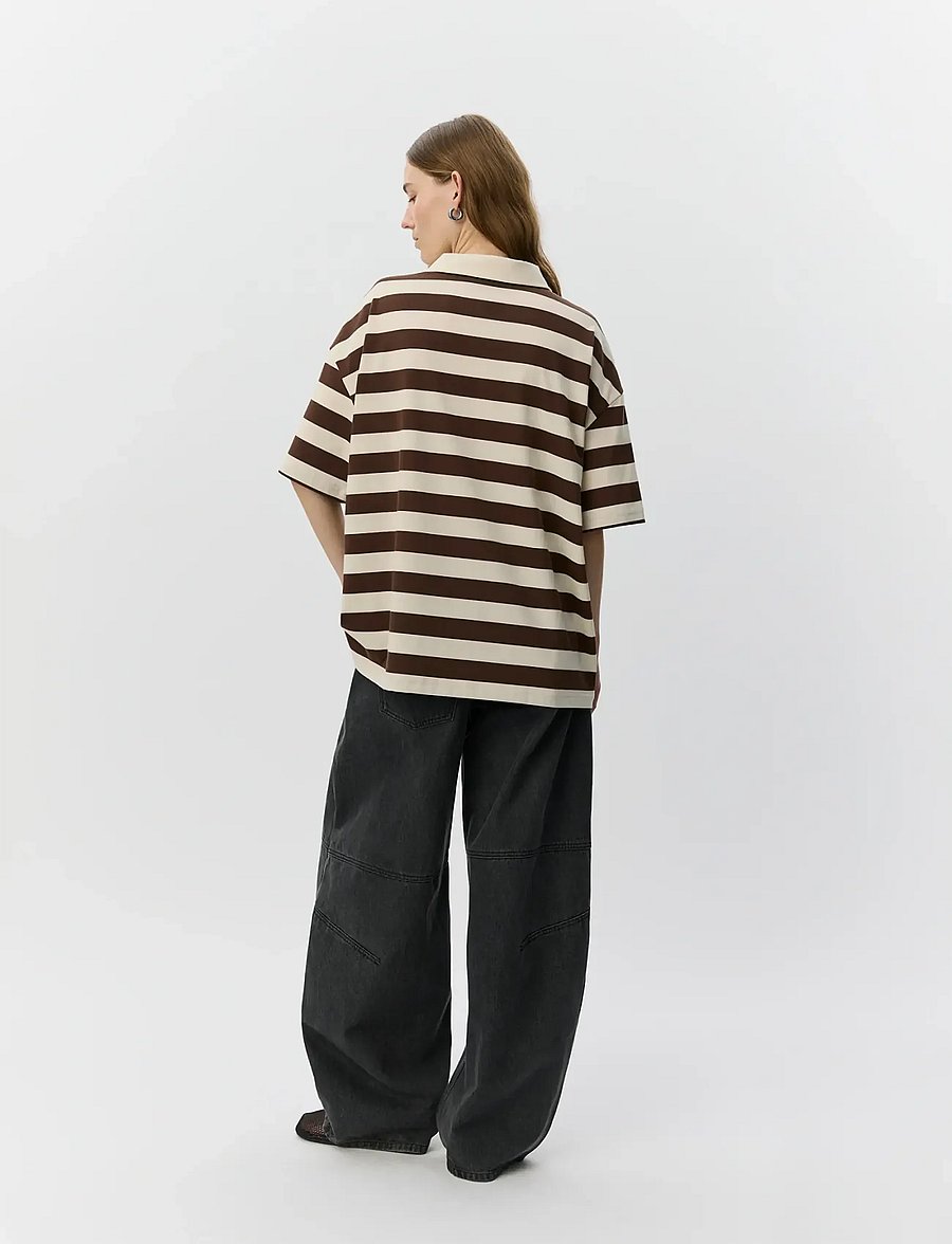Sofie Schnoor - PILSW OVERSIZE STRIPED POLO SHIRT - poloshirts - off white striped - 4