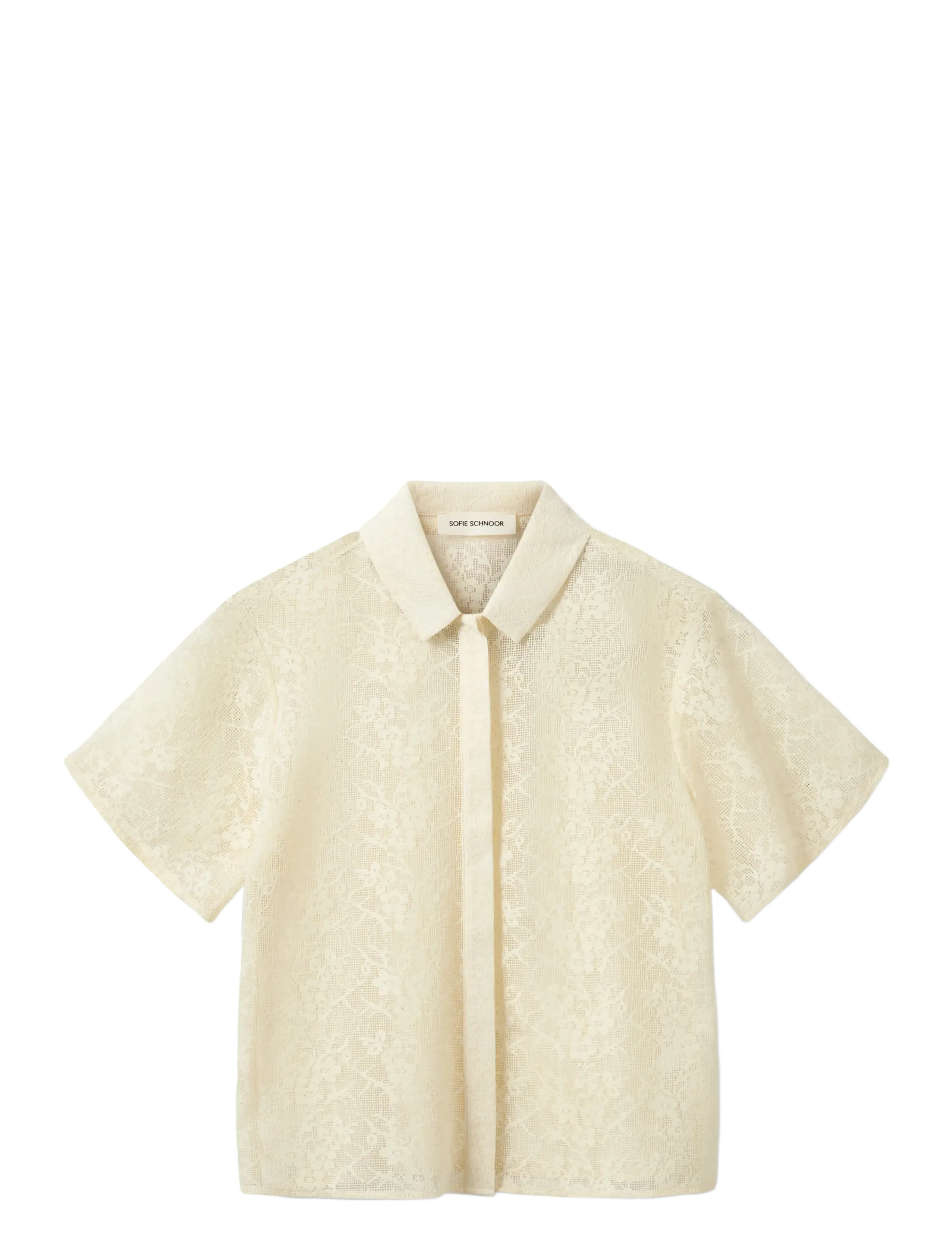 SOFIE SCHNOOR Carmelasw Crochet Strickjacke Shirt Cream - 36 - Damen