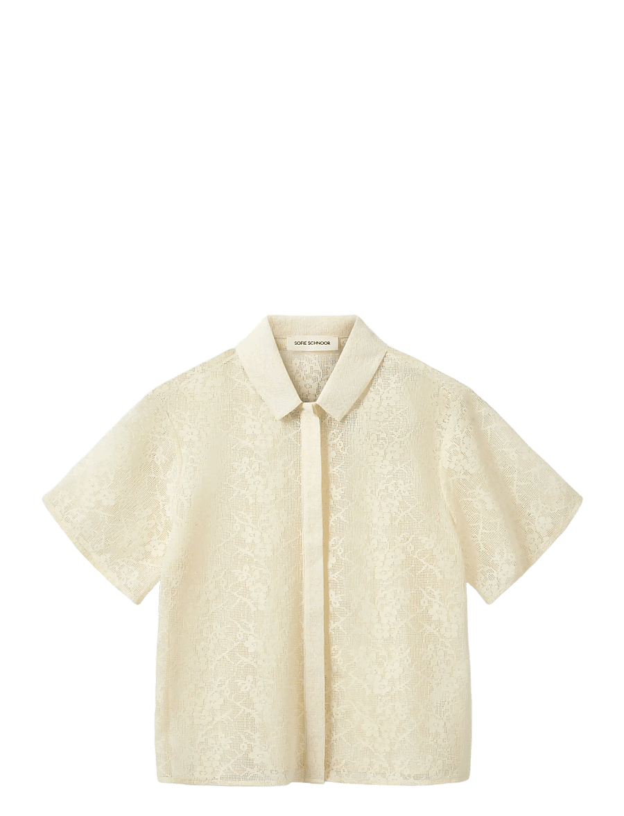 Sofie Schnoor - CARMELASW CROCHET LACE SHIRT - chemises à manches courtes - cream white - 1