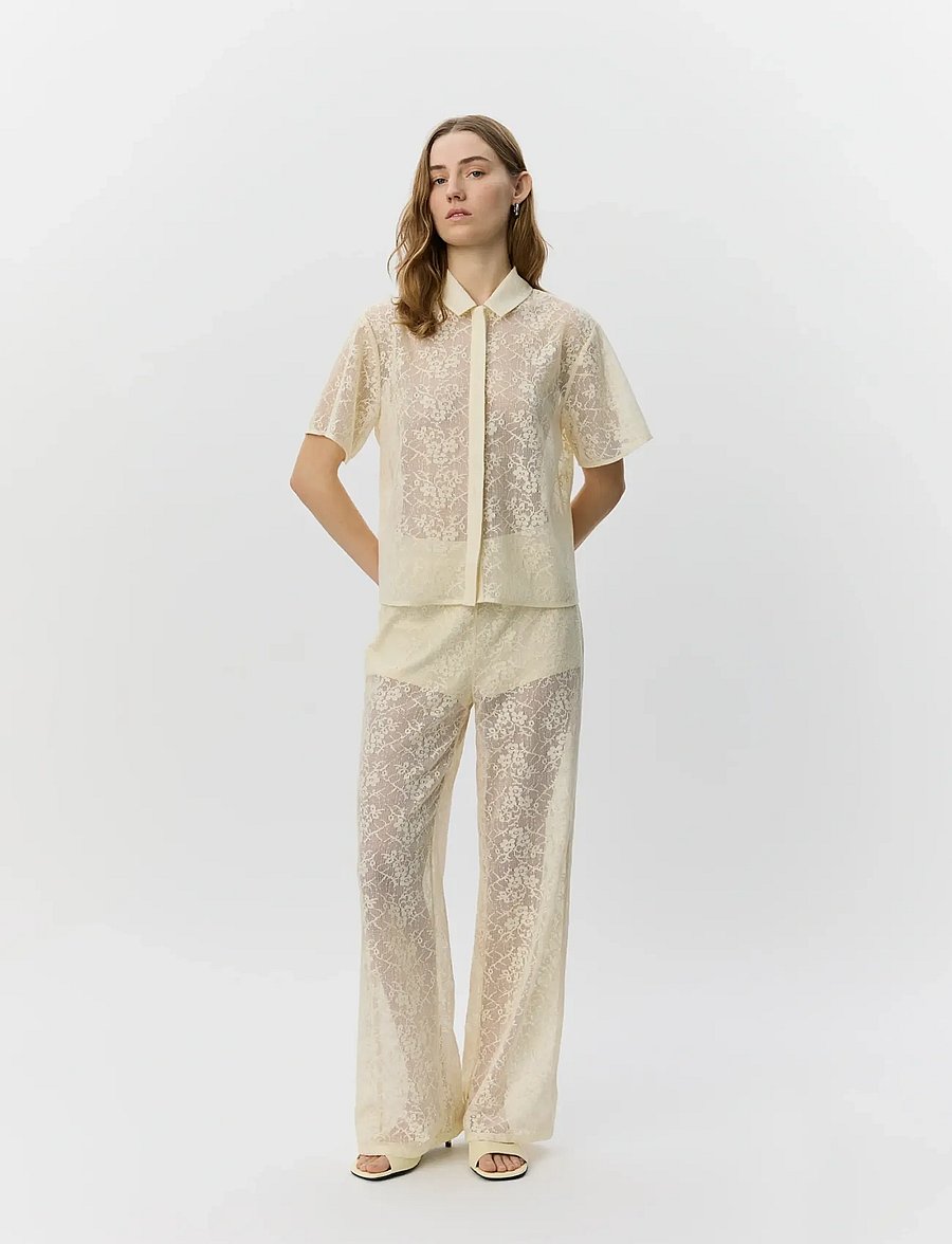 Sofie Schnoor - IVYSW CROCHET LACE TROUSERS - spodnie szerokie - cream white - 0