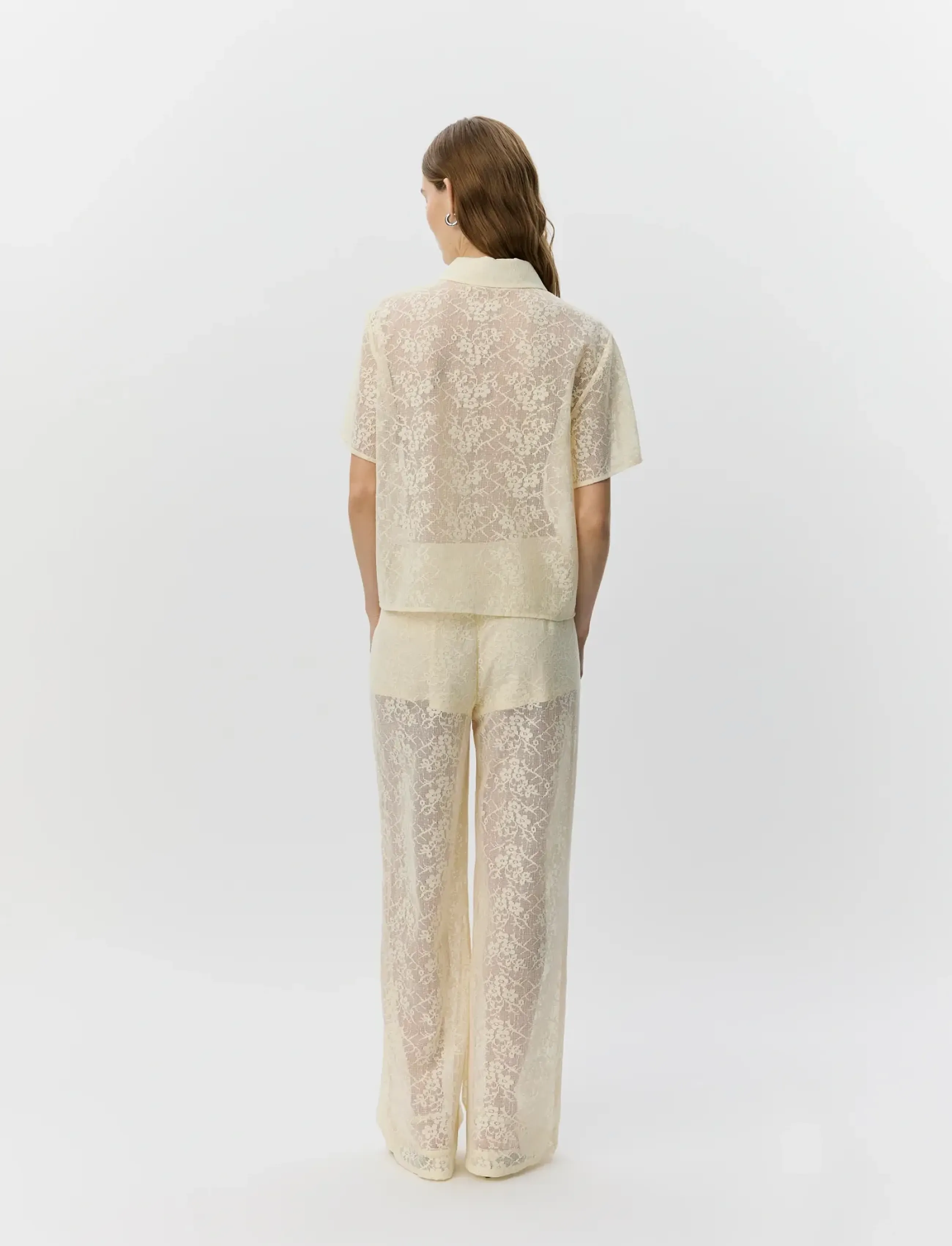 Sofie Schnoor - IVYSW CROCHET LACE TROUSERS - bukser med brede ben - cream white - 4