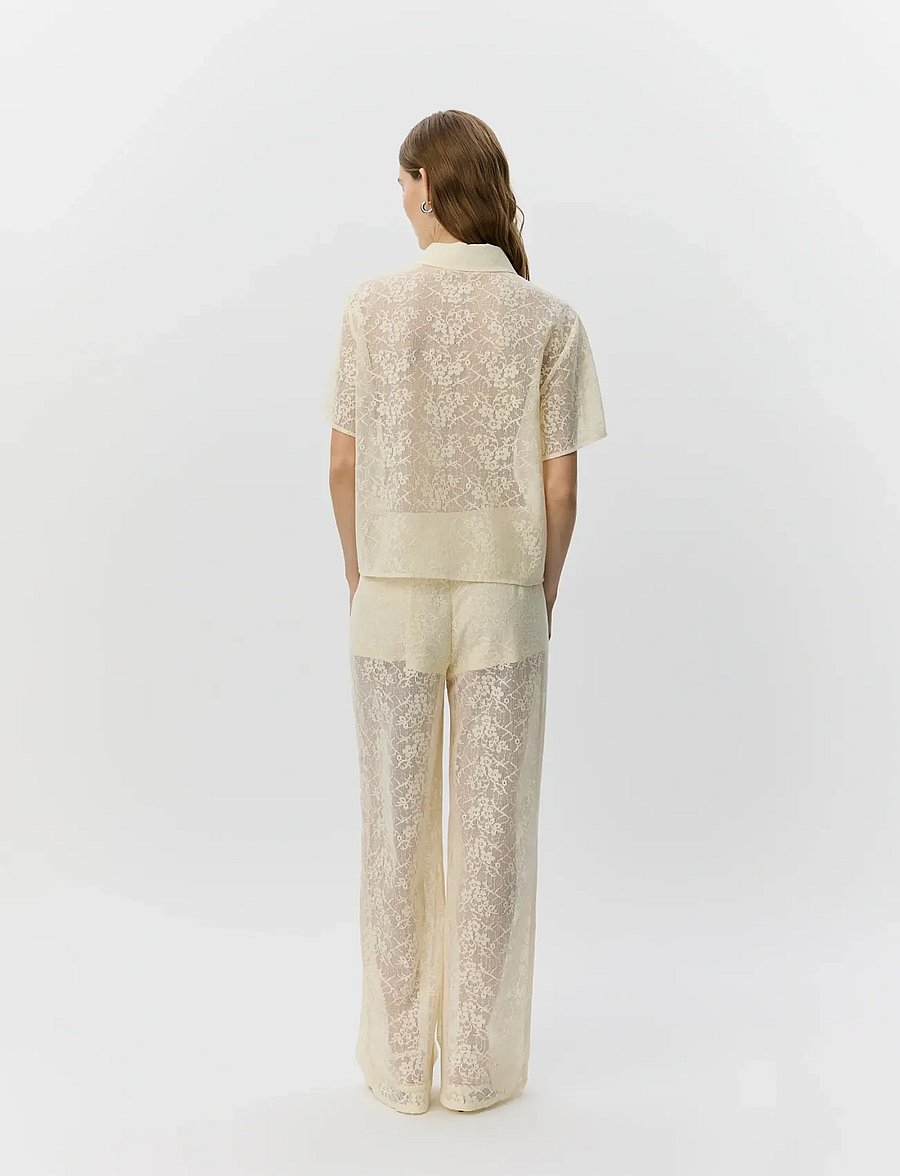 Sofie Schnoor - IVYSW CROCHET LACE TROUSERS - spodnie szerokie - cream white - 4