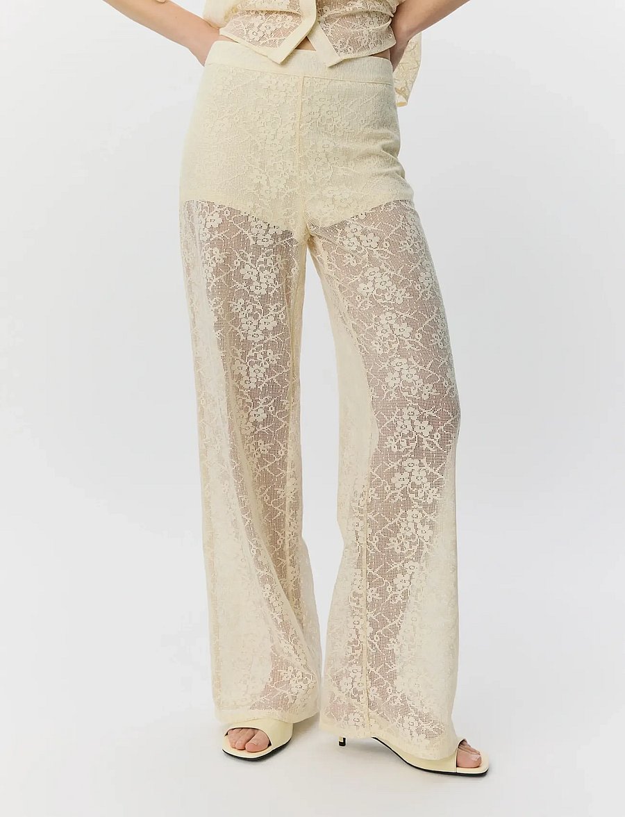 Sofie Schnoor - IVYSW CROCHET LACE TROUSERS - spodnie szerokie - cream white - 5
