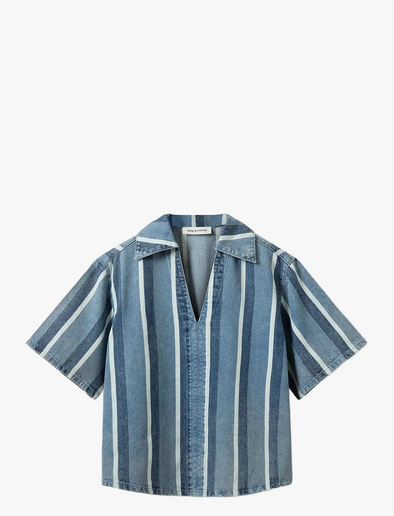 Sofie Schnoor - MAKISW STRIPED DENIM SHIRT - teksasärgid - blue denim stripe - 1