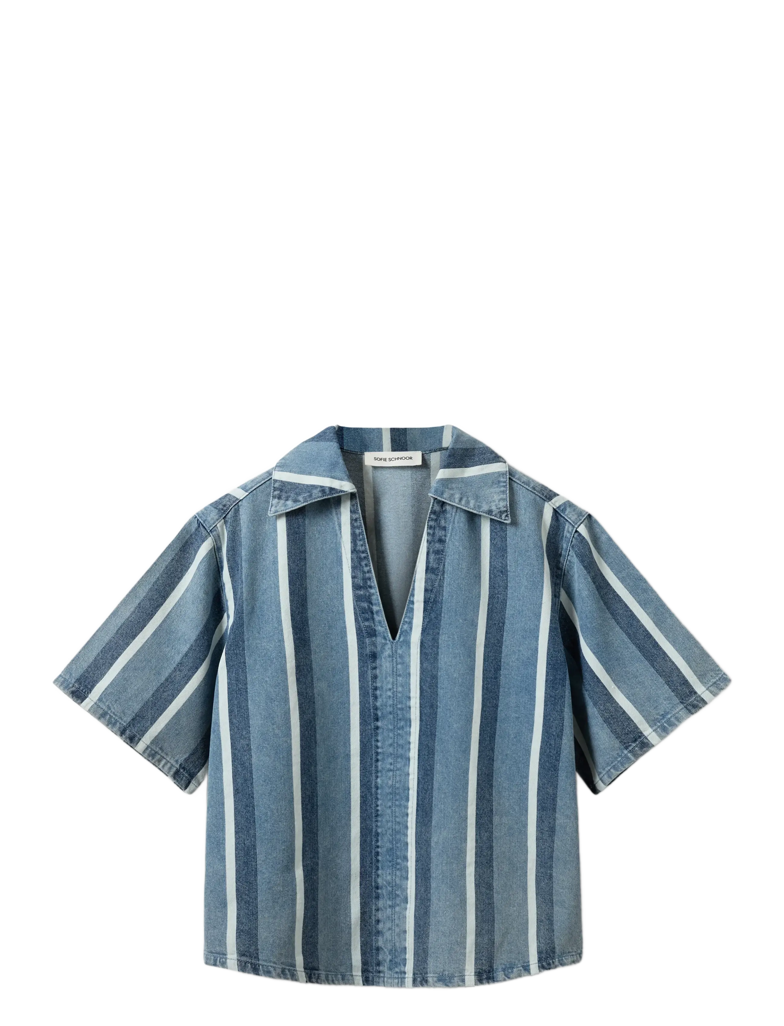Sofie Schnoor MAKISW STRIPED DENIM SHIRT - Kortærmede skjorter - BLUE DENIM STRIPE / blue