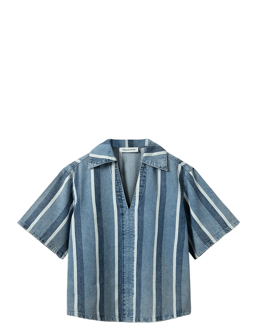 Sofie Schnoor - MAKISW STRIPED DENIM SHIRT - denimskjorter - blue denim stripe - 1