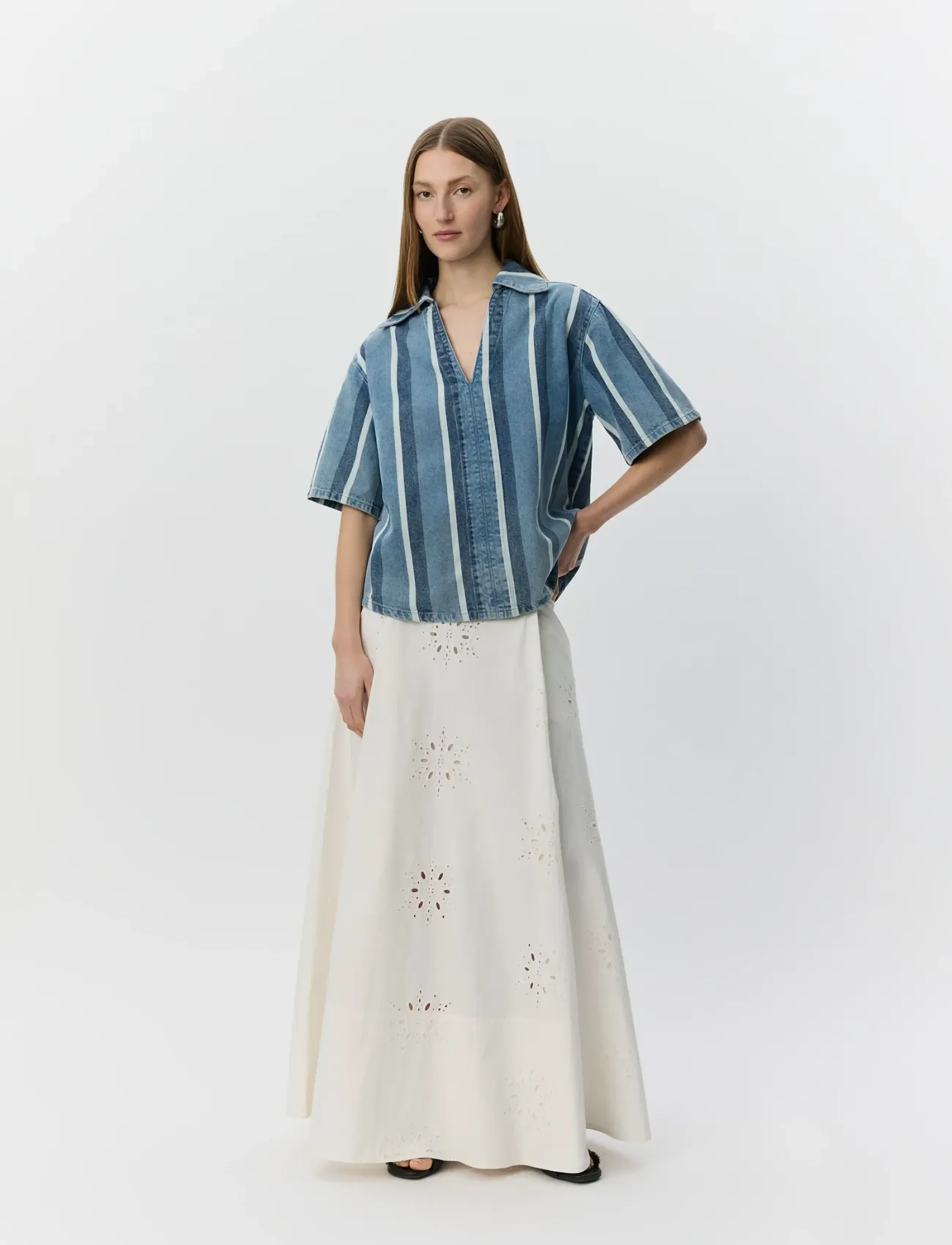 Sofie Schnoor - MAKISW STRIPED DENIM SHIRT - jeanshemden - blue denim stripe - 3