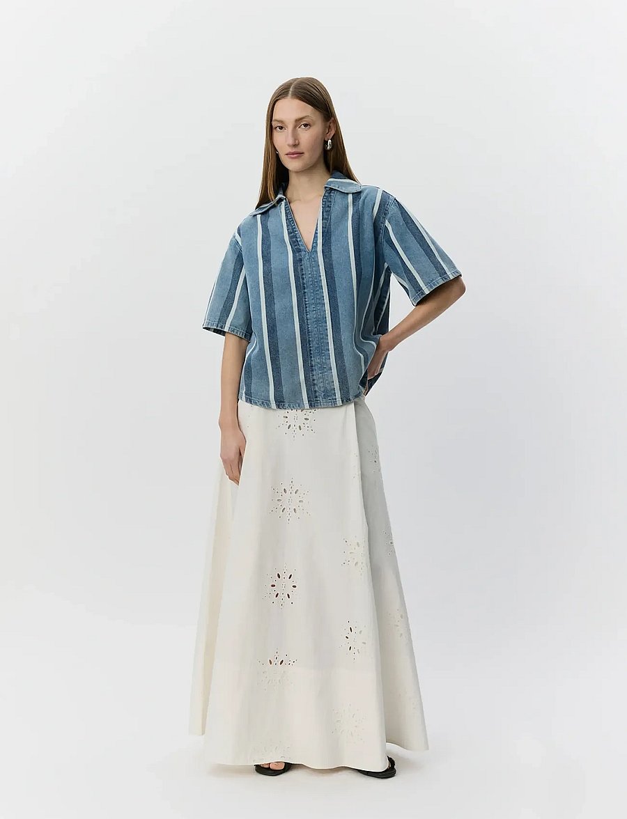 Sofie Schnoor - MAKISW STRIPED DENIM SHIRT - denimskjorter - blue denim stripe - 3