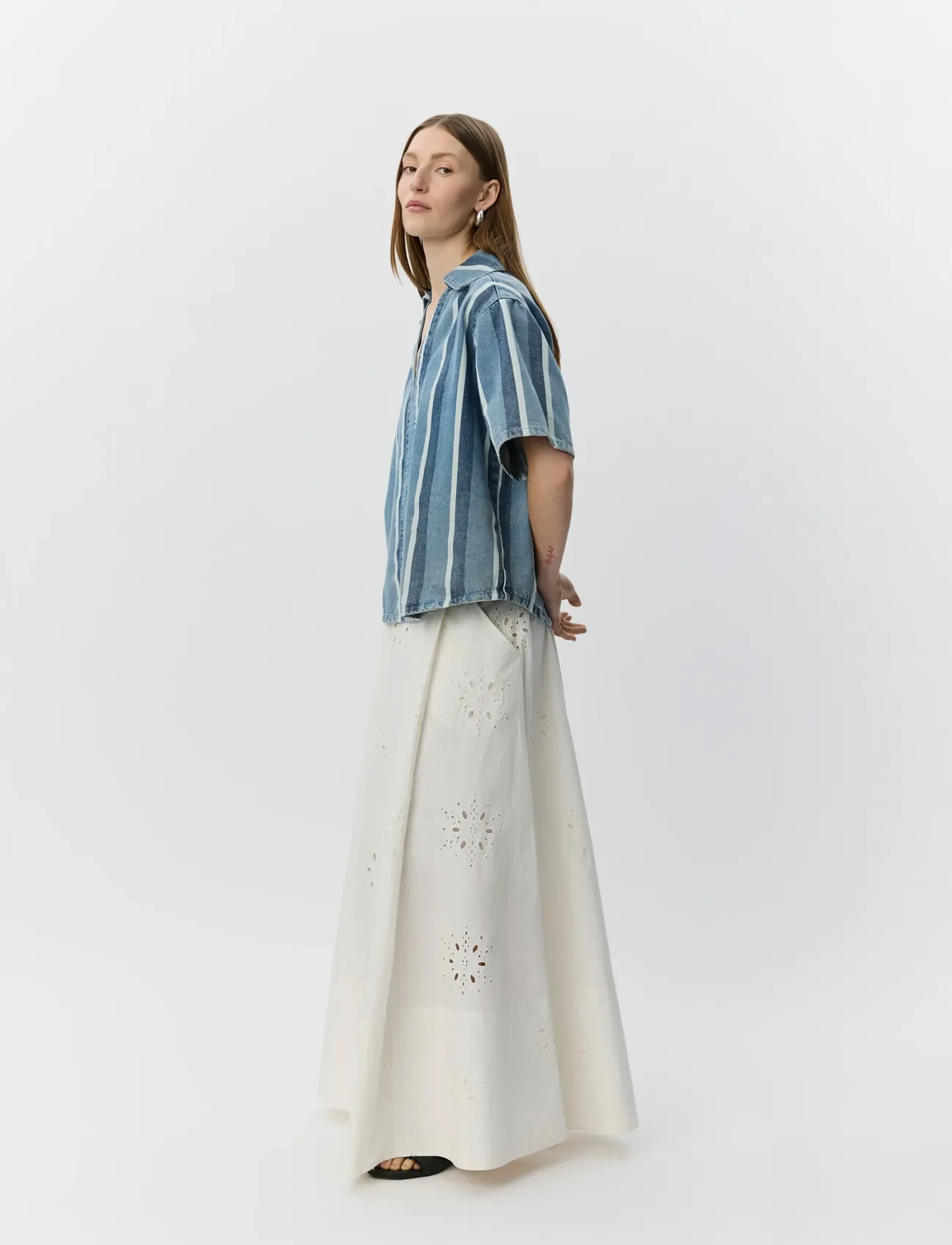 Sofie Schnoor - MAKISW STRIPED DENIM SHIRT - jeanshemden - blue denim stripe - 4