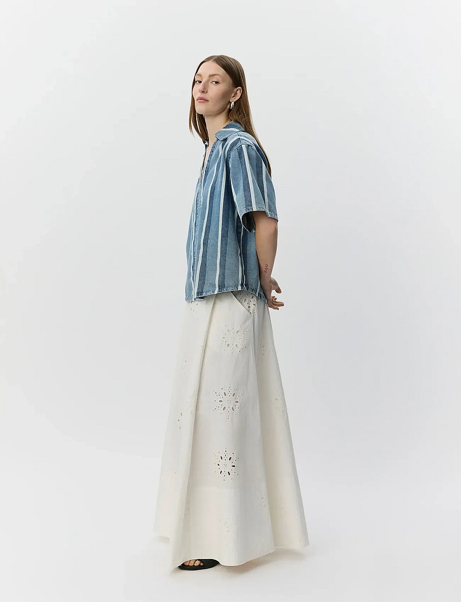 Sofie Schnoor - MAKISW STRIPED DENIM SHIRT - denimskjorter - blue denim stripe - 4