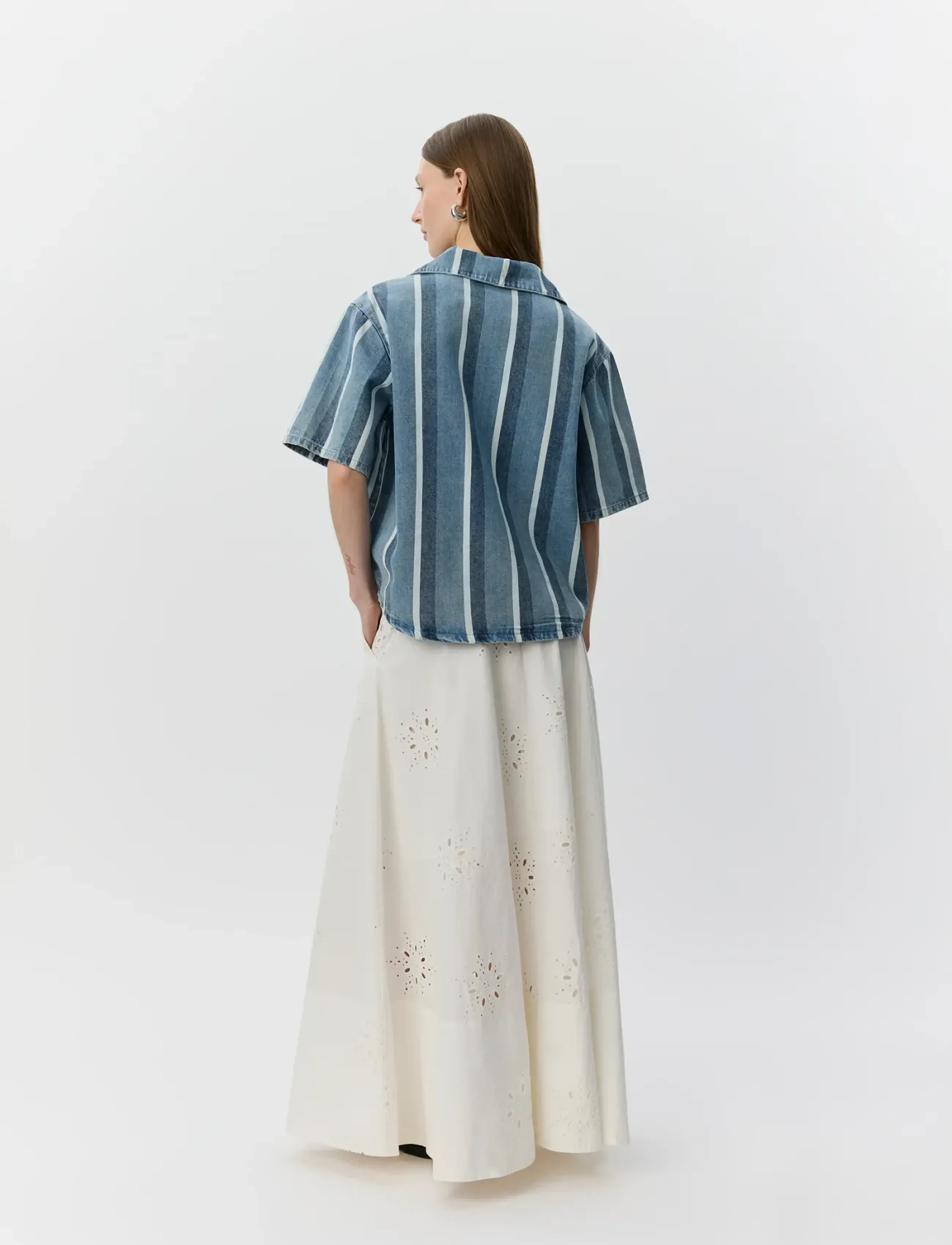 Sofie Schnoor - MAKISW STRIPED DENIM SHIRT - jeanshemden - blue denim stripe - 5