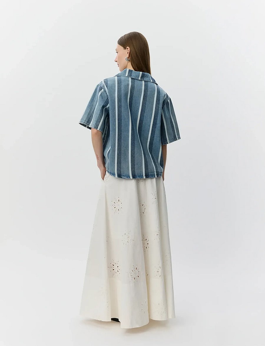 Sofie Schnoor - MAKISW STRIPED DENIM SHIRT - denimskjorter - blue denim stripe - 5