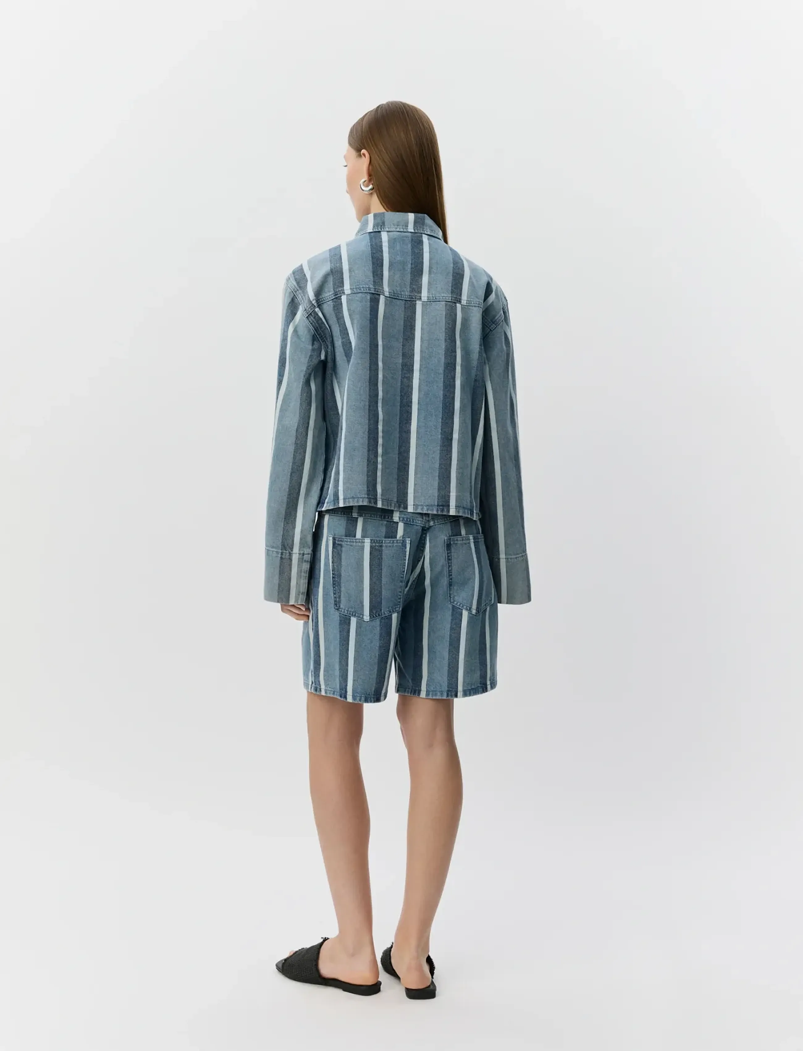 Sofie Schnoor - OZILASW STRIPED DENIM SHORTS - jorts - blue denim stripe - 4