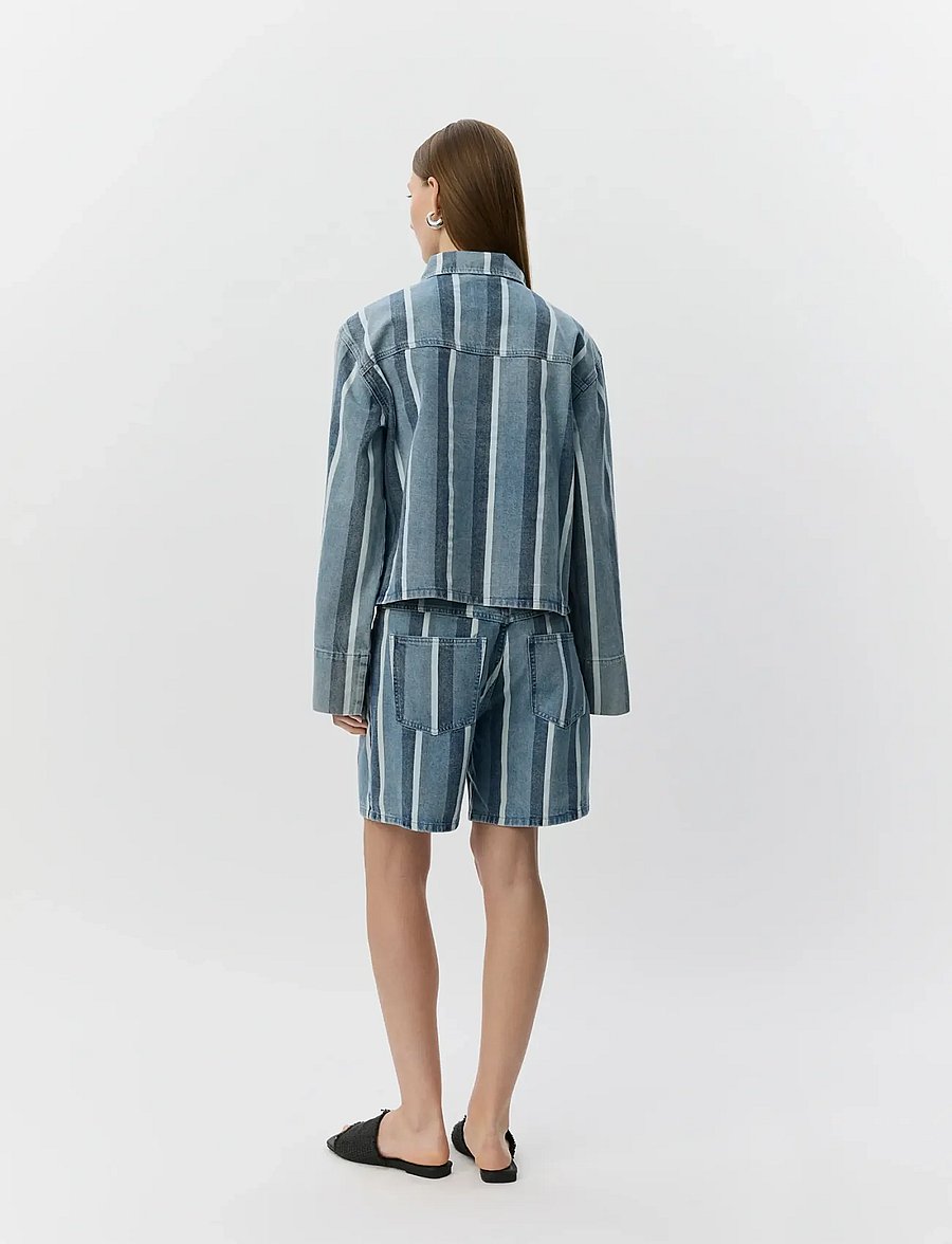 Sofie Schnoor - OZILASW STRIPED DENIM SHORTS - jorts - blue denim stripe - 4