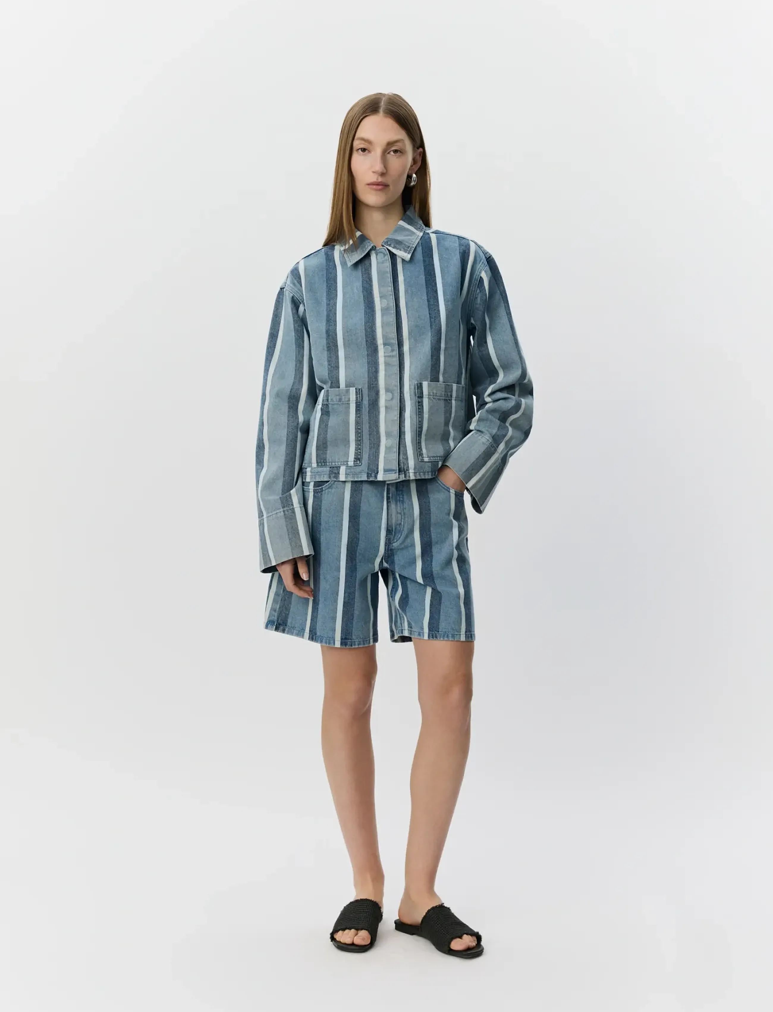 Sofie Schnoor TAZASW STRIPED DENIM JACKET - Transitional Layering - BLUE&WHITE DENIM STRIPE / blue