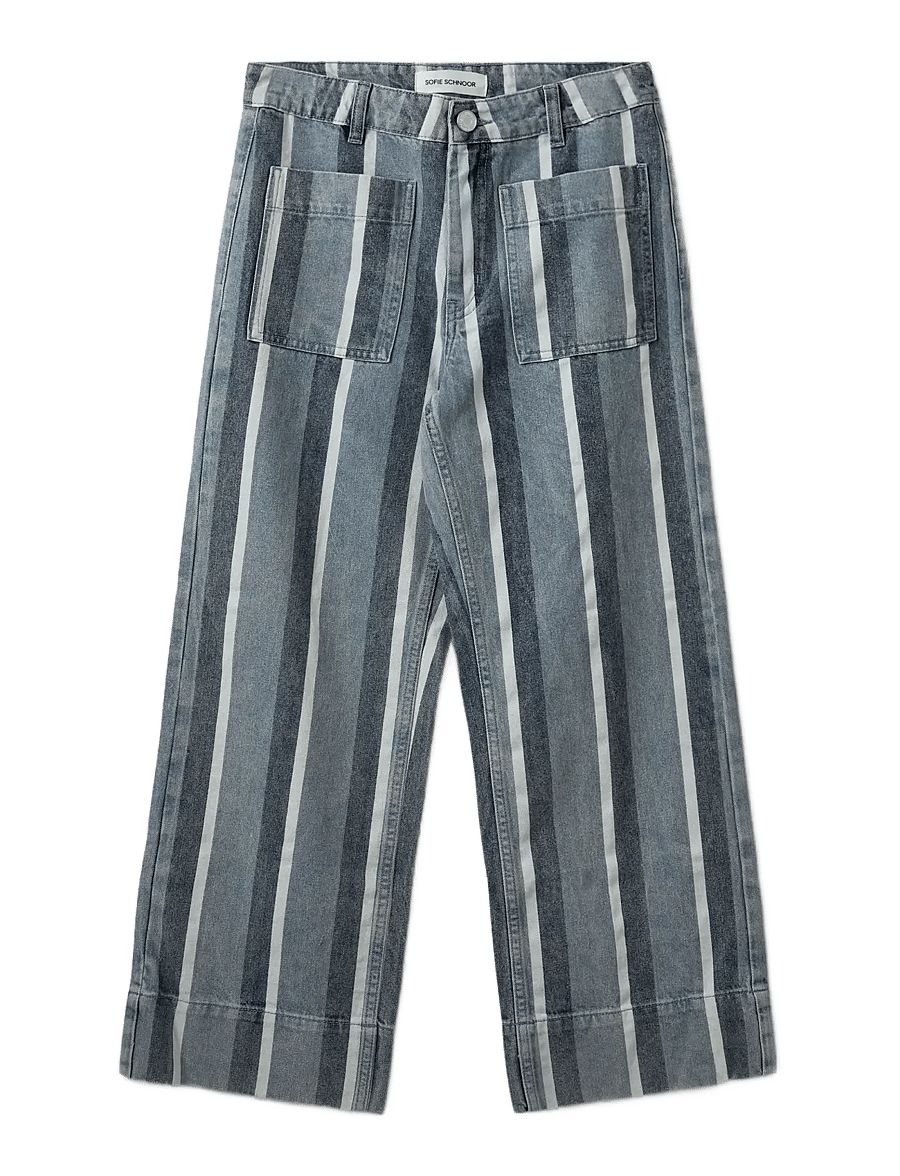 Sofie Schnoor - TOULOUSESW STRIPED CROPPED JEANS - vida jeans - blue&white denim stripe - 1