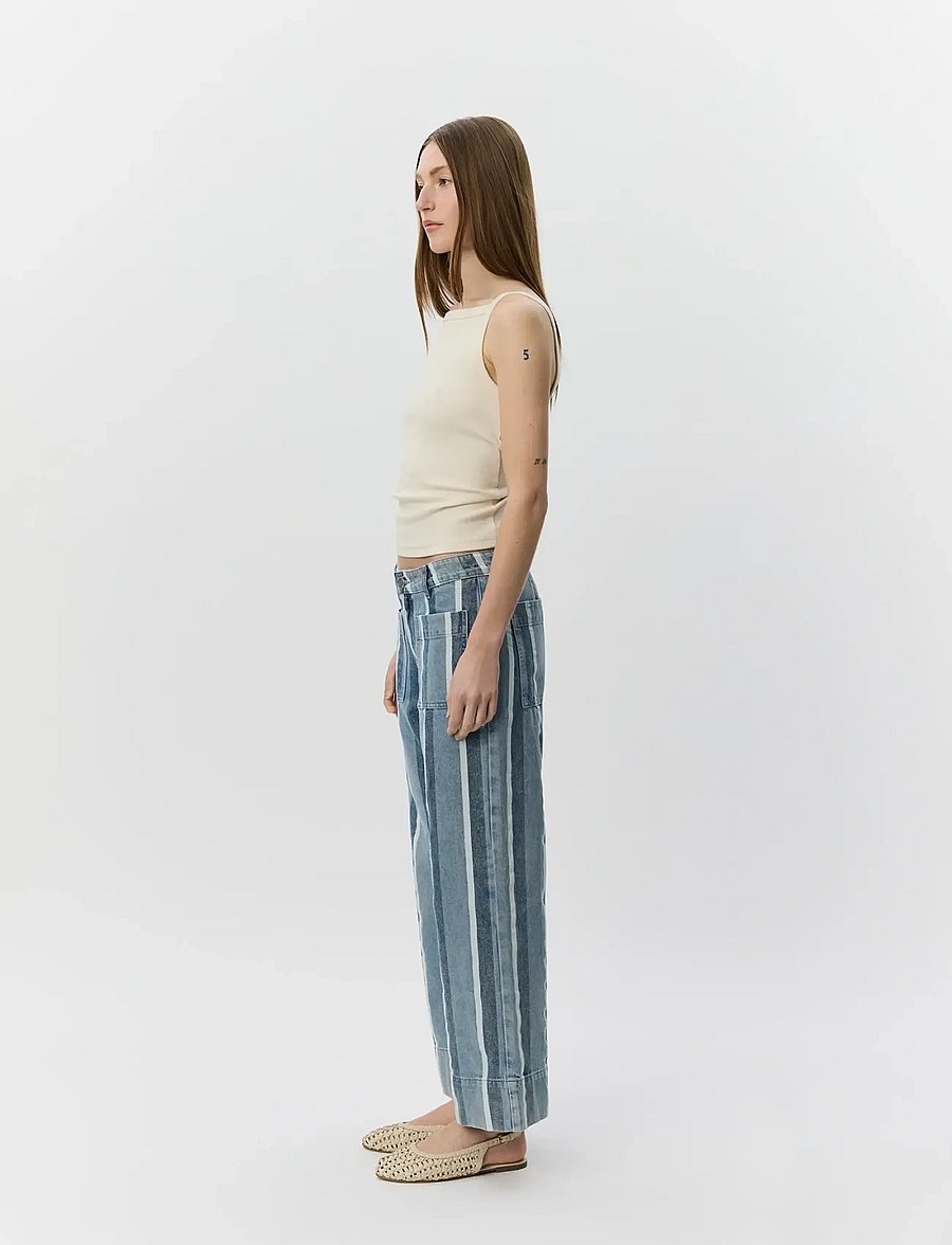 Sofie Schnoor - TOULOUSESW STRIPED CROPPED JEANS - vida jeans - blue&white denim stripe - 3
