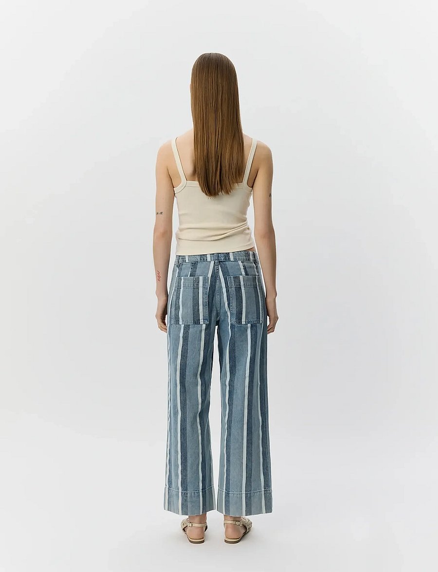 Sofie Schnoor - TOULOUSESW STRIPED CROPPED JEANS - vida jeans - blue&white denim stripe - 4
