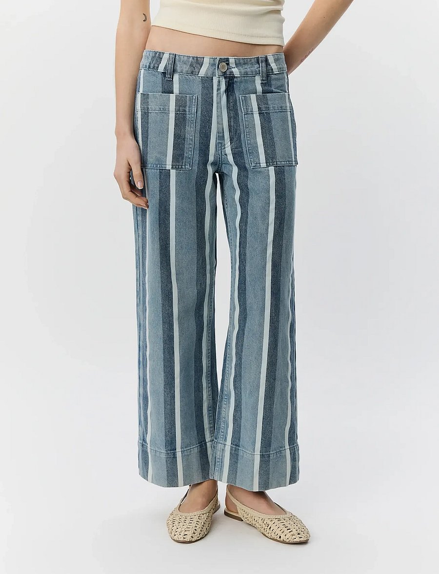 Sofie Schnoor - TOULOUSESW STRIPED CROPPED JEANS - vida jeans - blue&white denim stripe - 5