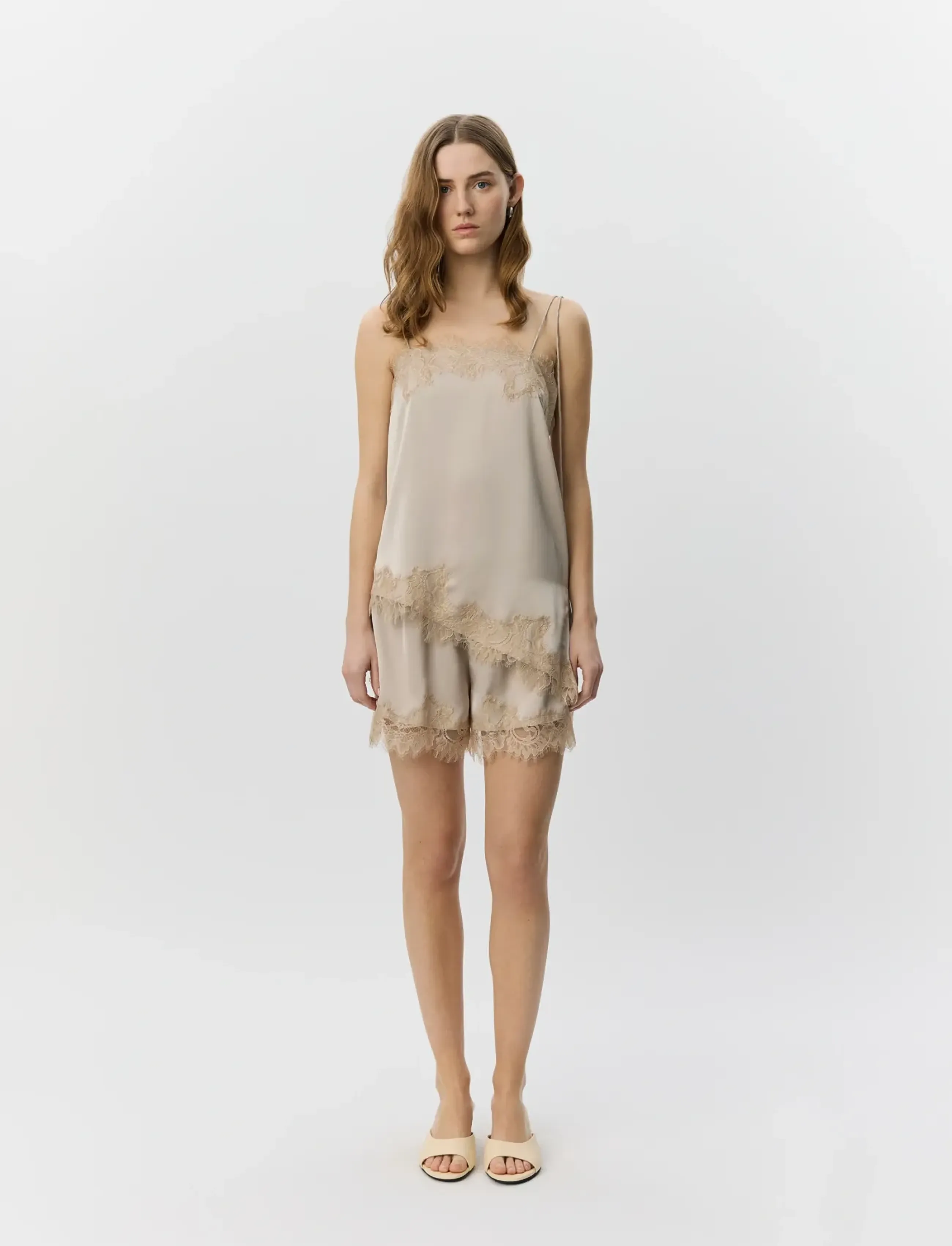 Sofie Schnoor VIRASW LACE DETAILED TOP - Sleeveless tops - FEATHER GRAY / beige