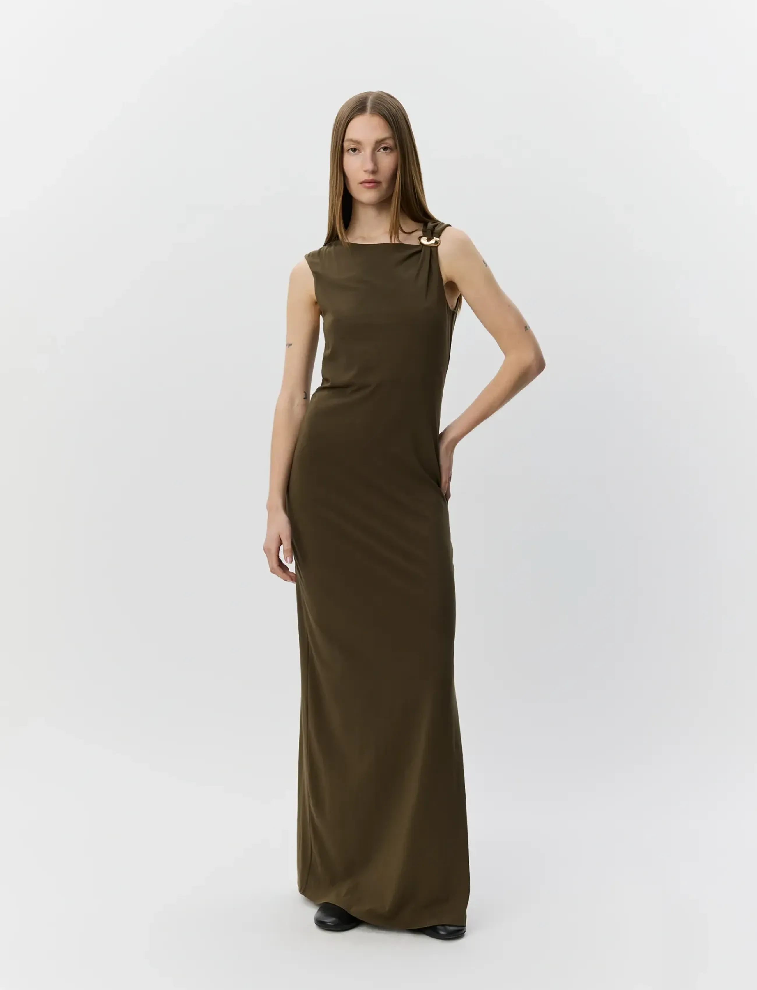 Sofie Schnoor RAGNISW JERSEY MAXI DRESS - Dresses - OLIVE BROWN / khaki/green