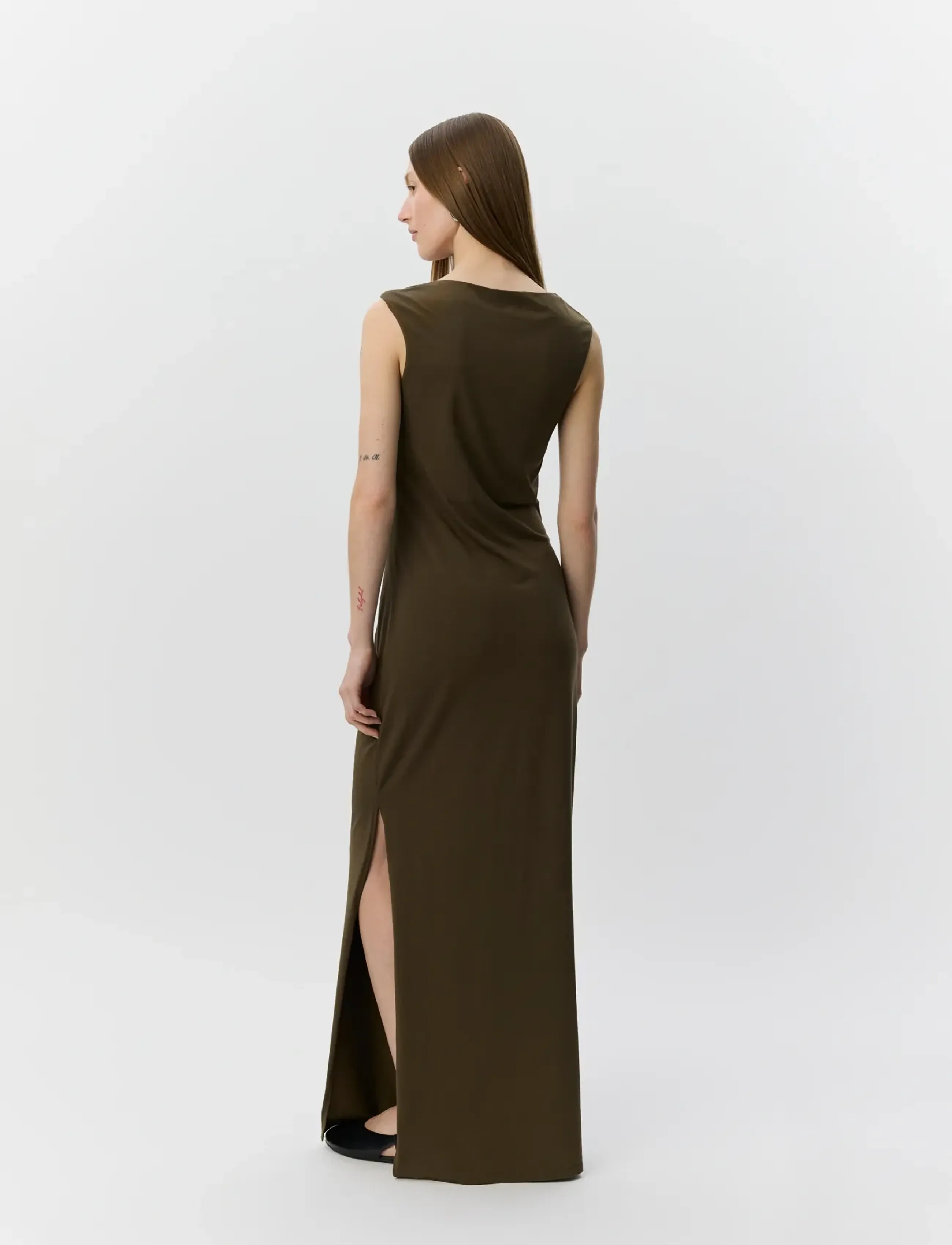 Sofie Schnoor - RAGNISW JERSEY MAXI DRESS - maxi kjoler - olive brown - 4
