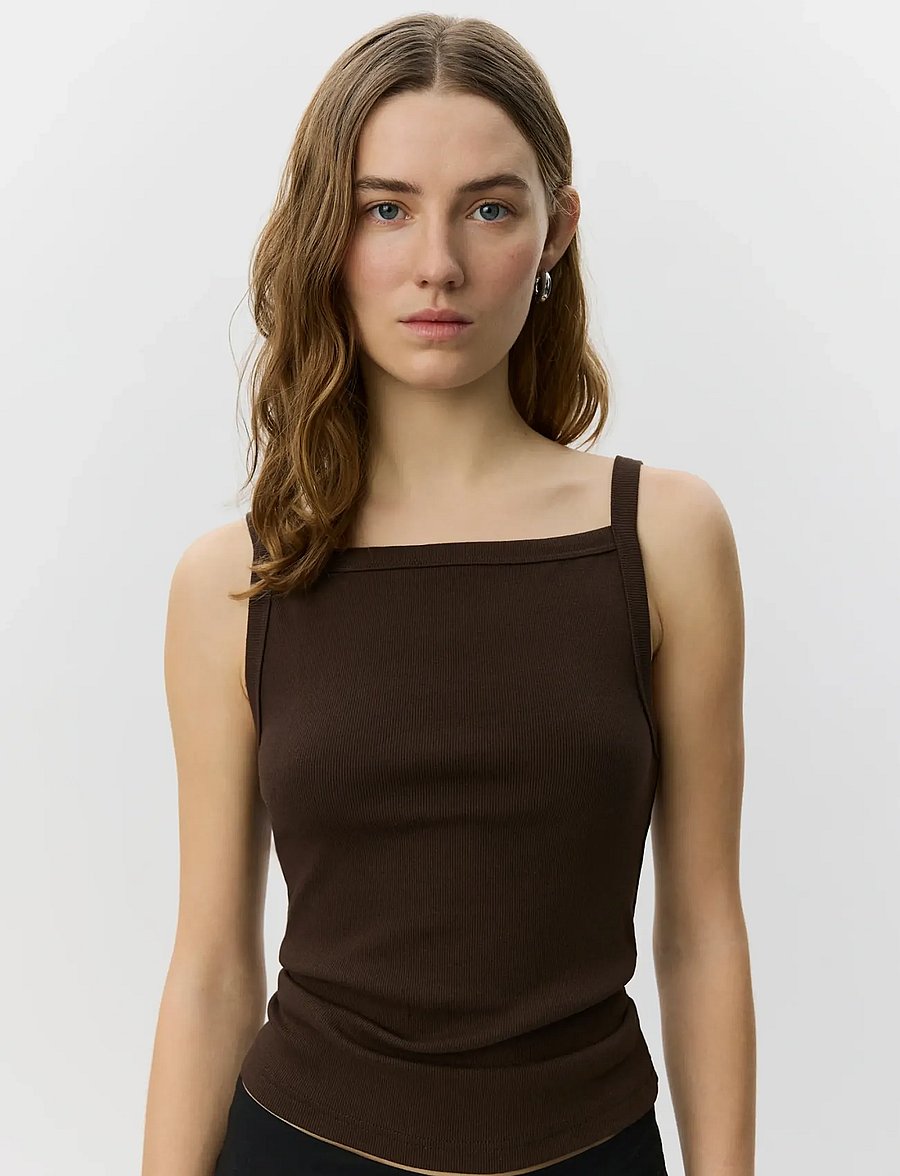 Sofie Schnoor - BREESW RIB TANK TOP - linnen - intense brown - 0