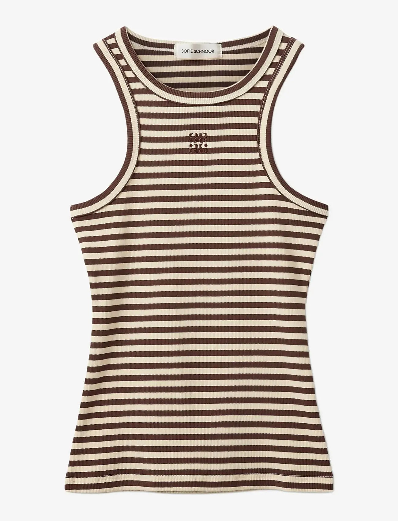 Sofie Schnoor - BECASW STRIPED RIB TANK TOP - Ärmellose blusen - brown striped - 1