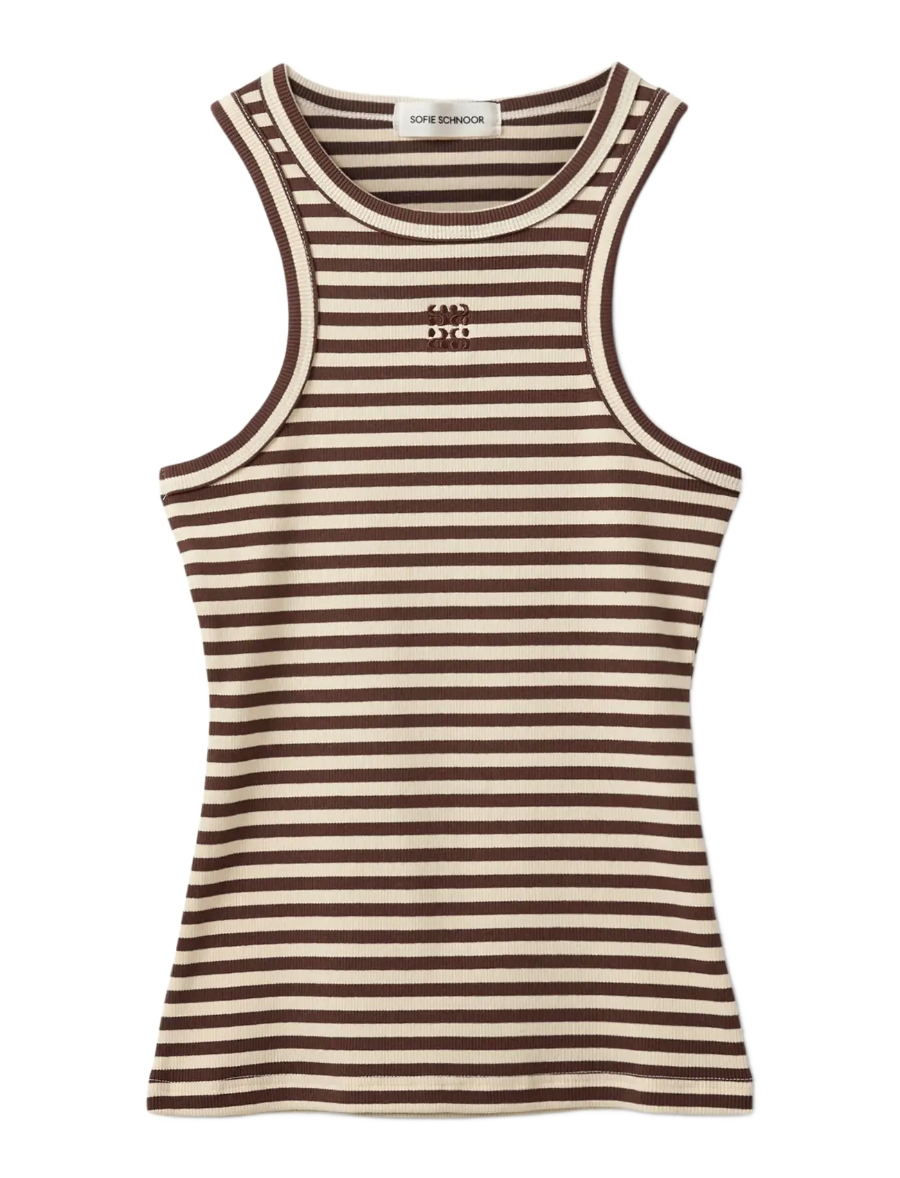Sofie Schnoor BECASW STRIPED RIB TANK TOP - Ærmeløse bluser - BROWN STRIPED / brown
