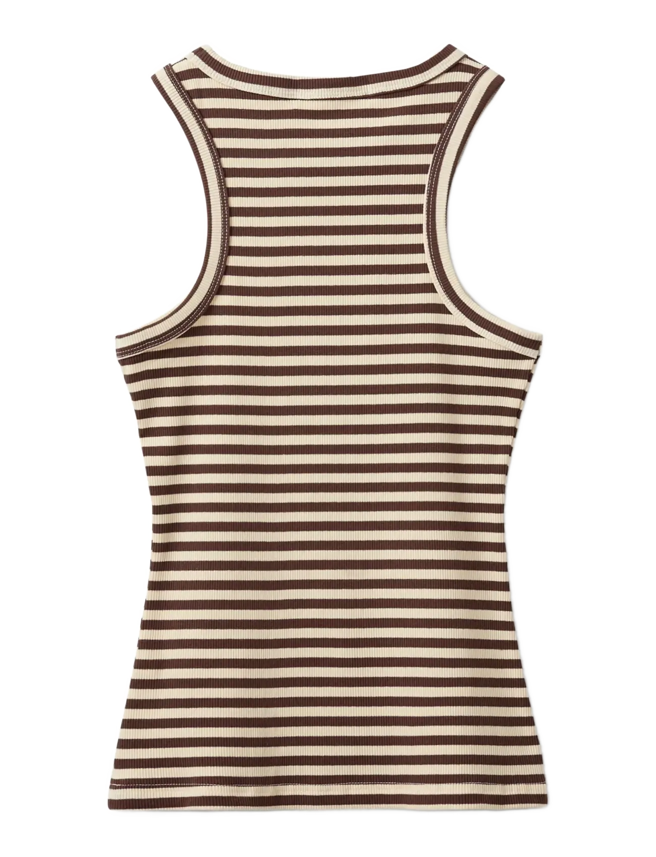 Sofie Schnoor - BECASW STRIPED RIB TANK TOP - sleeveless blouses - brown striped - 2