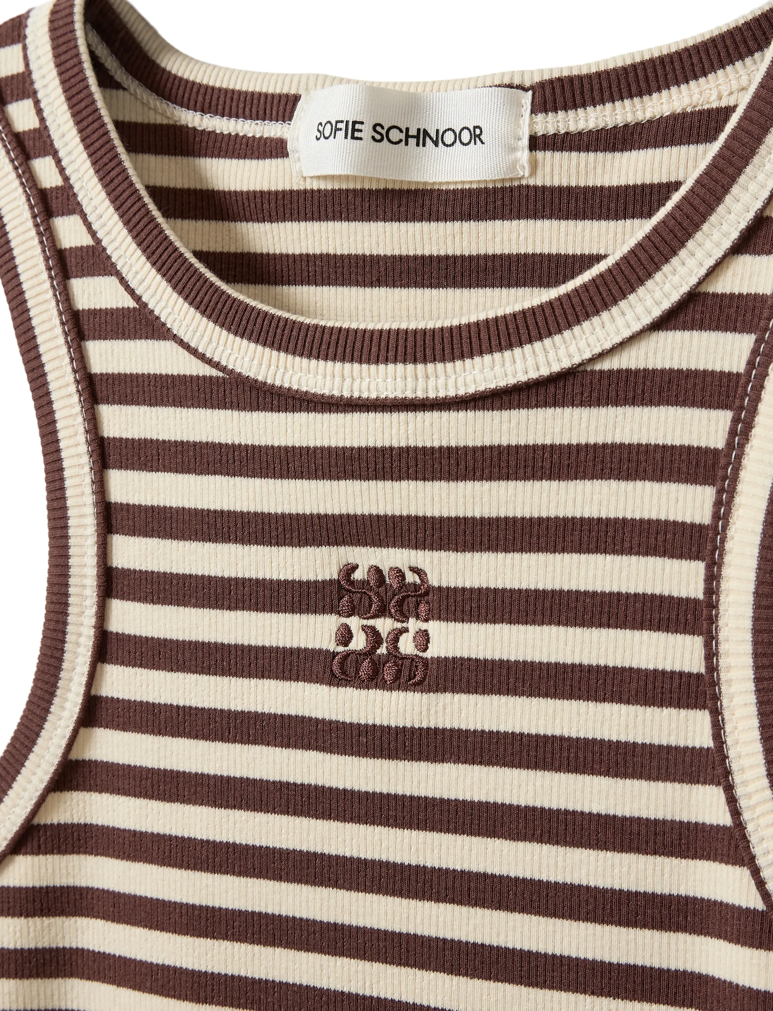 Sofie Schnoor - BECASW STRIPED RIB TANK TOP - sleeveless blouses - brown striped - 5