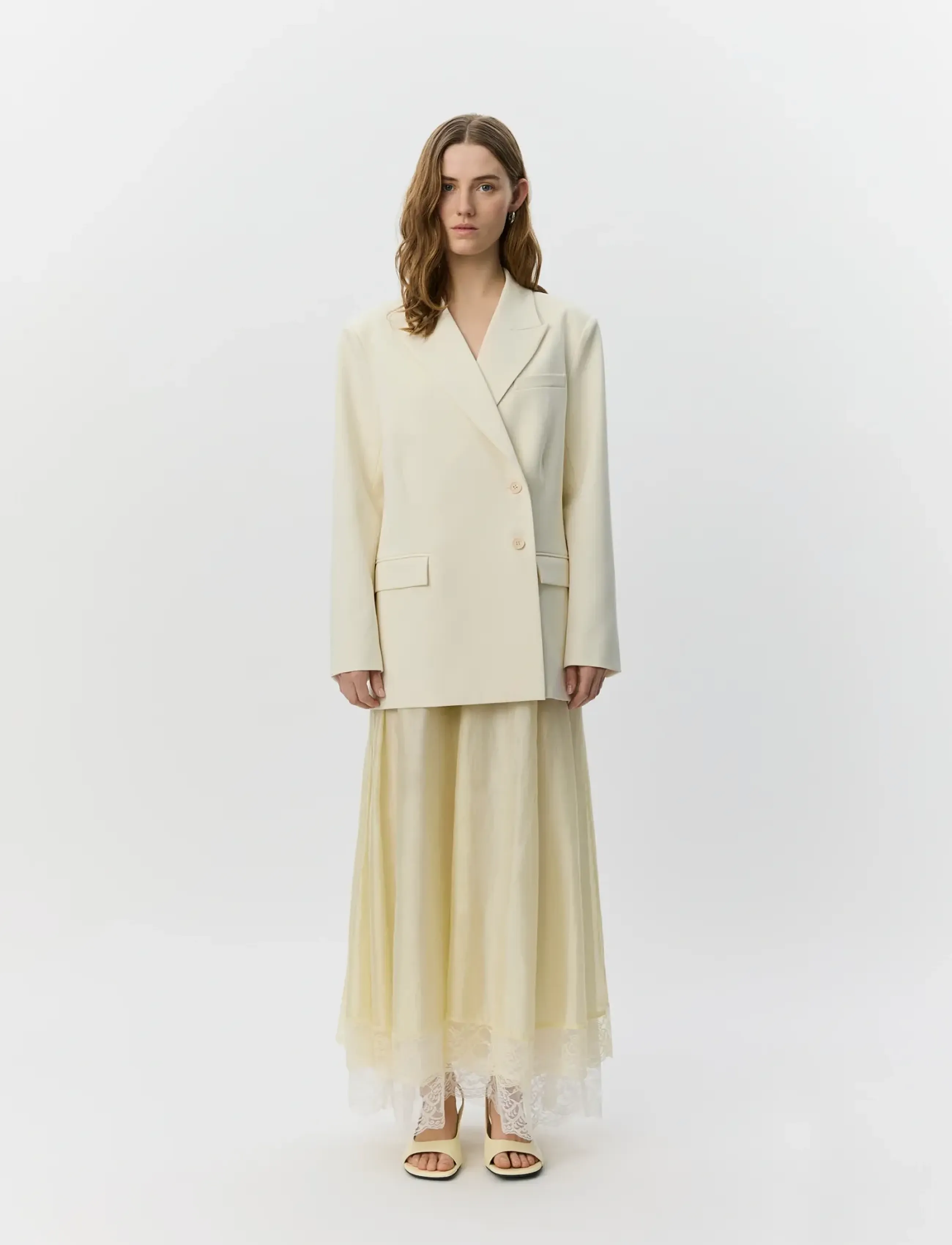 Sofie Schnoor Harpirsw Boxy Blazer, 36, Cream, Blazere > Dobbeltradede Blazere, Dame