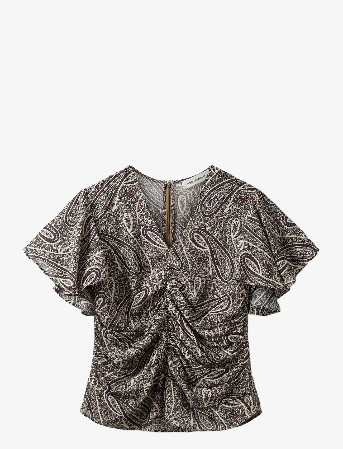 Sofie Schnoor - LEELASW PRINTED BLOUSE - kortærmede bluser - bordeaux mix paisley - 1