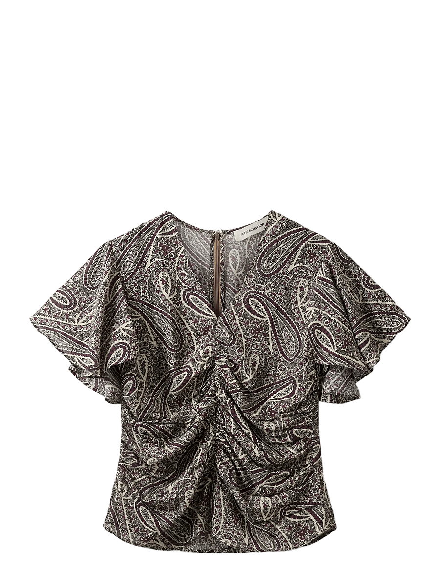 Sofie Schnoor - LEELASW PRINTED BLOUSE - lühikeste varrukatega pluusid - bordeaux mix paisley - 1