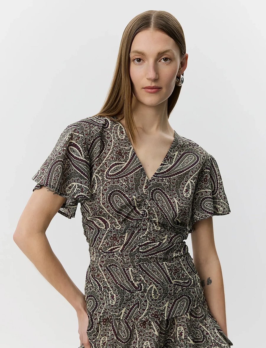 Sofie Schnoor - LEELASW PRINTED BLOUSE - lühikeste varrukatega pluusid - bordeaux mix paisley - 0