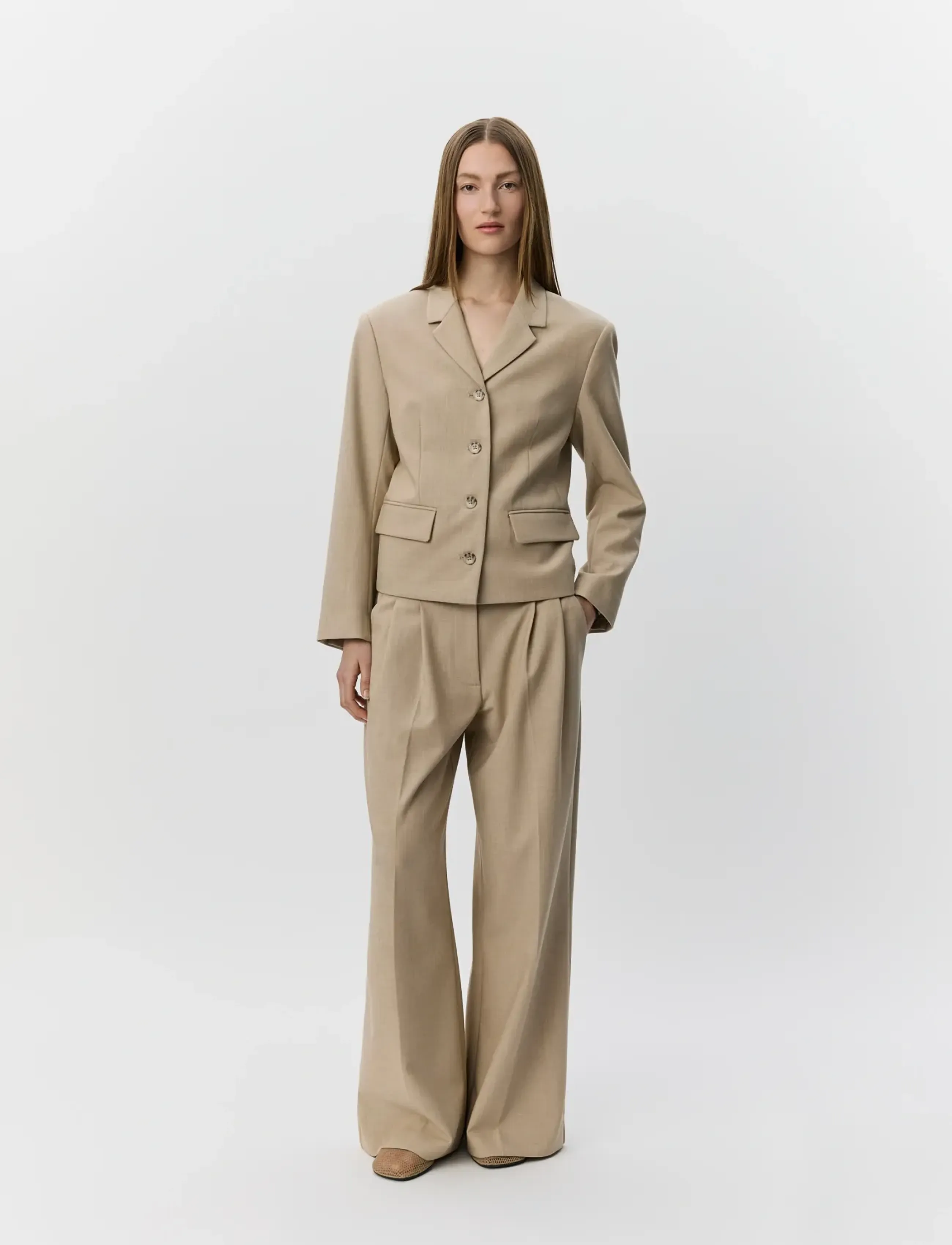 Sofie Schnoor Ellysw Short Blazer, 38, Beige, Blazere > Cropped Blazere, Dame
