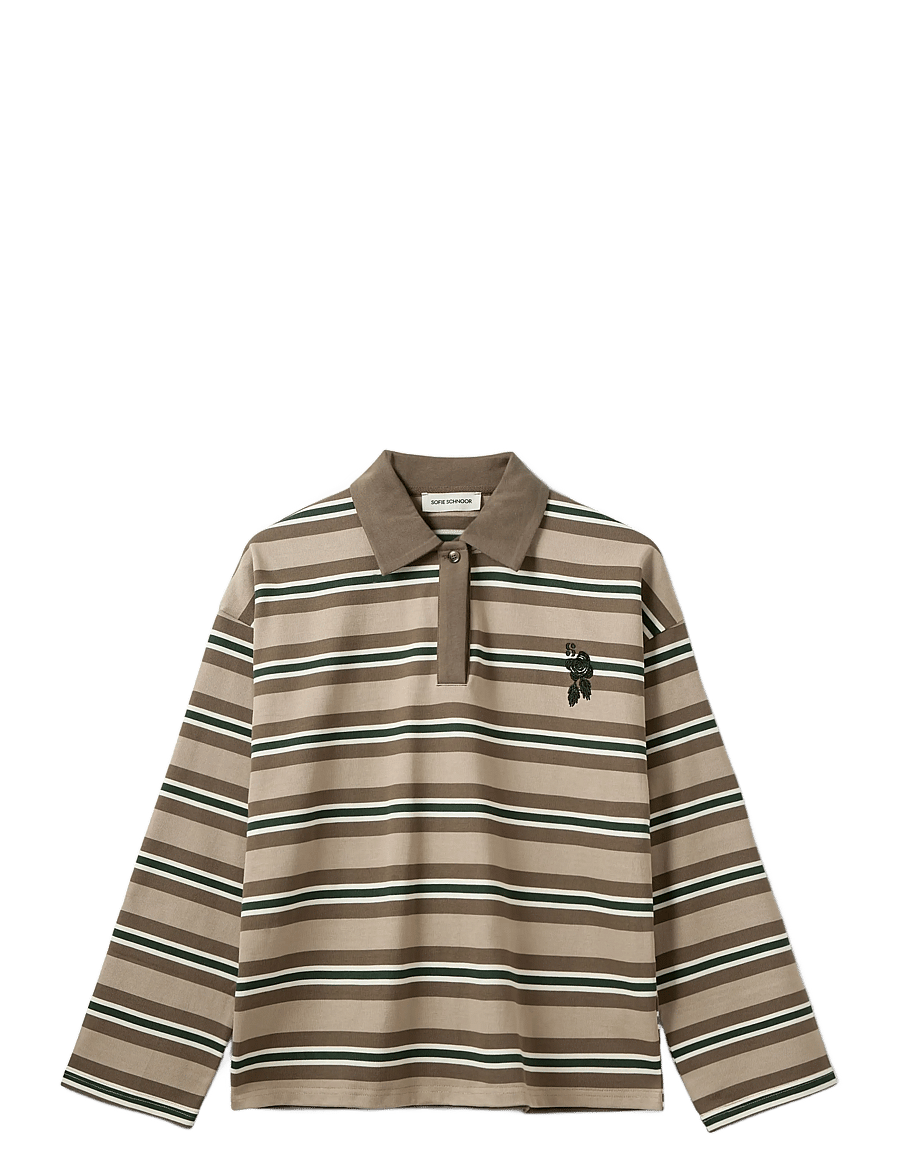 Sofie Schnoor - PRIASW MOOMIN LONG SLEEVE POLO - poloshirts - brown striped - 1