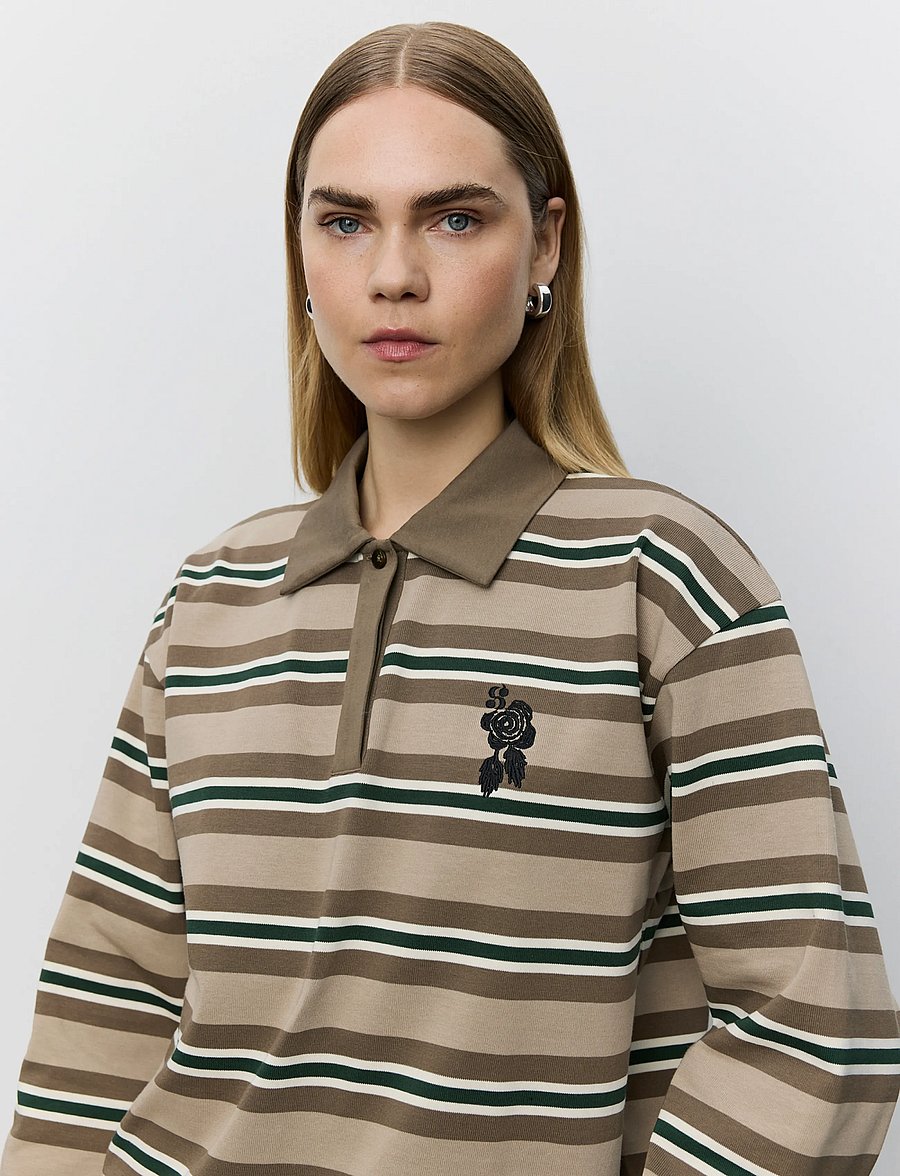 Sofie Schnoor - PRIASW MOOMIN LONG SLEEVE POLO - poloshirts - brown striped - 0