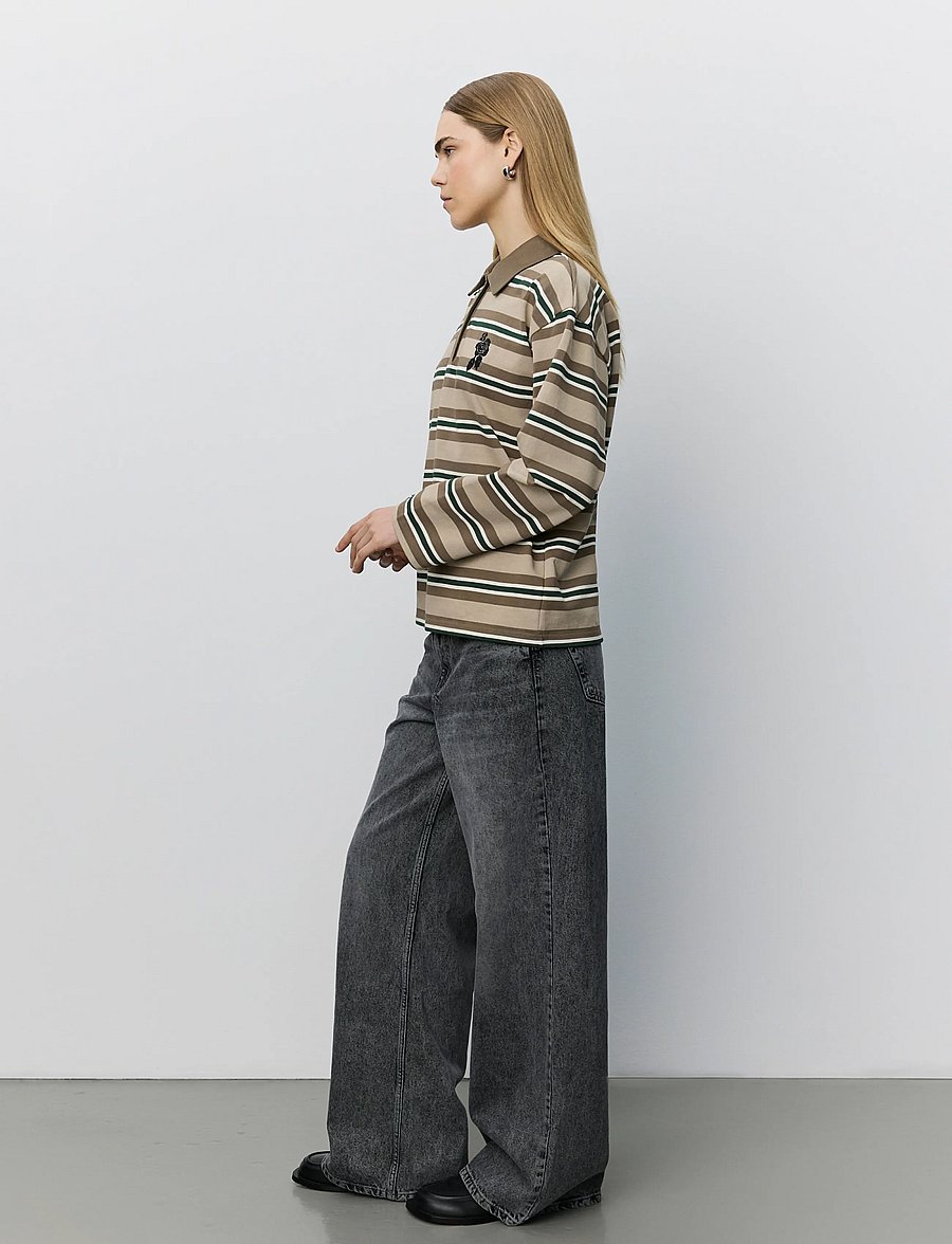 Sofie Schnoor - PRIASW MOOMIN LONG SLEEVE POLO - poloshirts - brown striped - 3