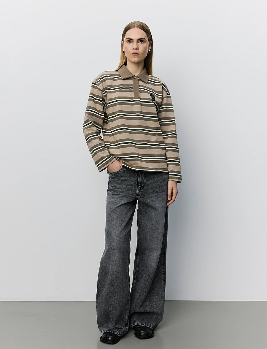 Sofie Schnoor - PRIASW MOOMIN LONG SLEEVE POLO - poloshirts - brown striped - 4