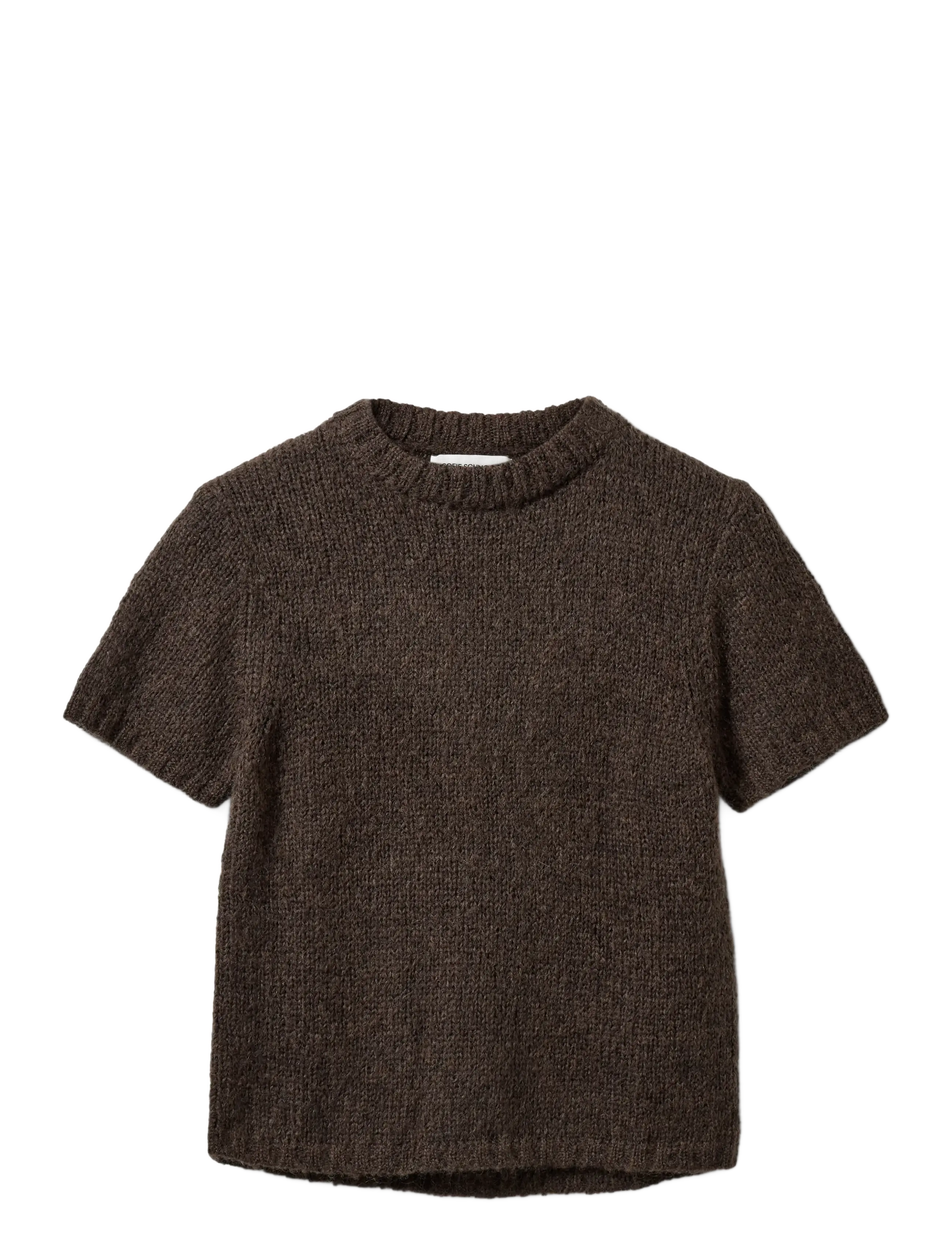 Sofie Schnoor SAGASW SHORT SLEEVE KNIT SWEATER - Strik - DARK BROWN / brown