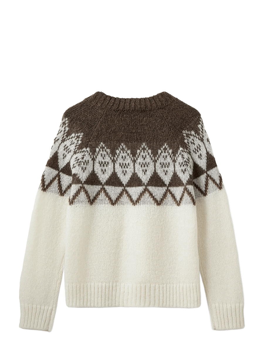 Sofie Schnoor - ALLEGRASW V-NECK KNIT SWEATER - striktrøjer - off white - brown - 2