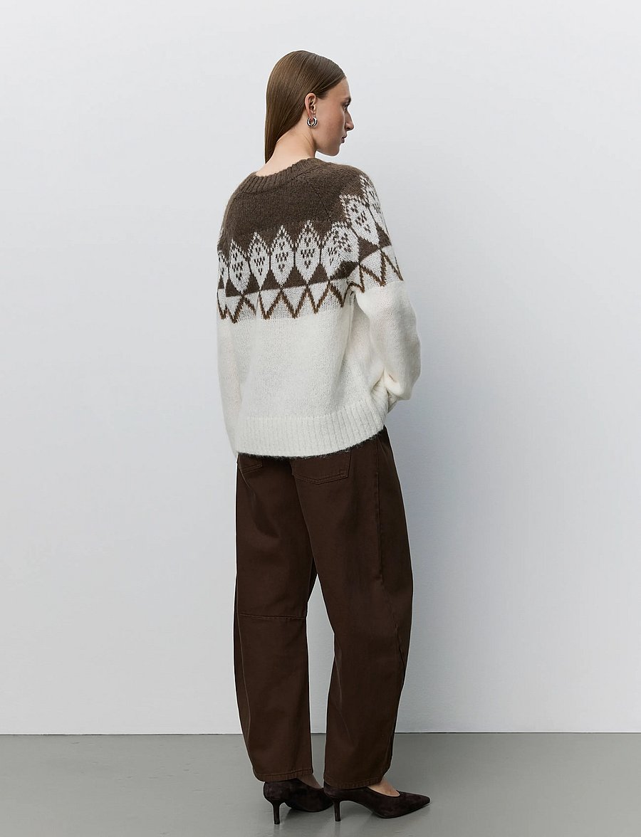 Sofie Schnoor - ALLEGRASW V-NECK KNIT SWEATER - striktrøjer - off white - brown - 0