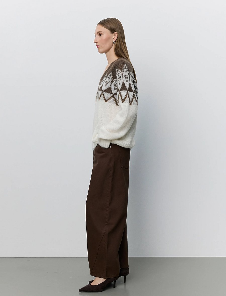 Sofie Schnoor - ALLEGRASW V-NECK KNIT SWEATER - striktrøjer - off white - brown - 3