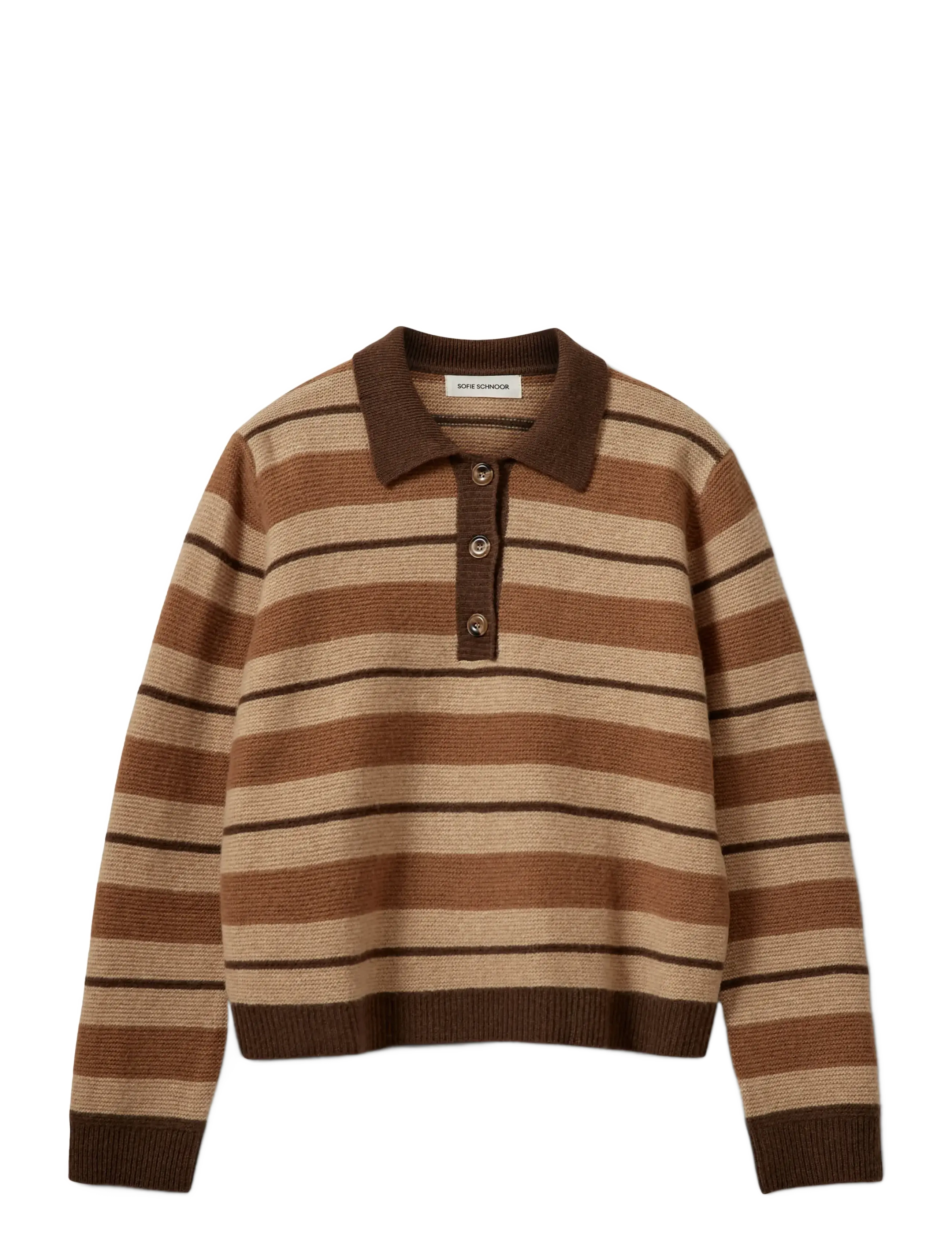 Sofie Schnoor STORMASW STRIPED KNIT POLO - Knitwear - BROWN MELANGE / brown